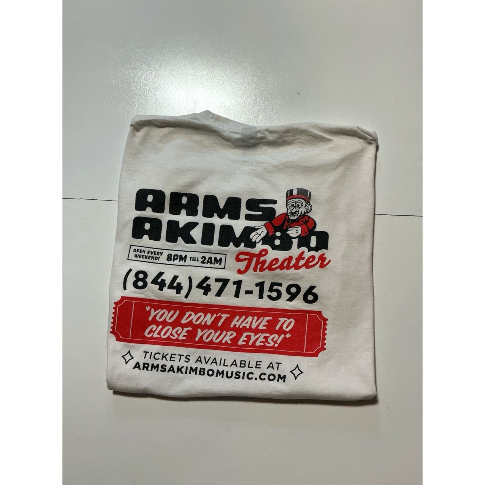 Gildan Arms Akimbo Theater Music Alternative Indie Rock Band White S/S T-Shirt XL Mens Gildan Shirt Graphic T-Shirt Size US XL / EU 56 / 4 - 2 Thumbnail