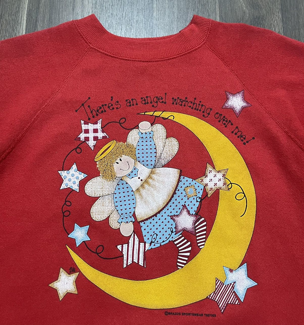 Vintage 80s Vintage Quote Jumper “there an angel watching over me” Size US L / EU 52-54 / 3 - 3 Thumbnail