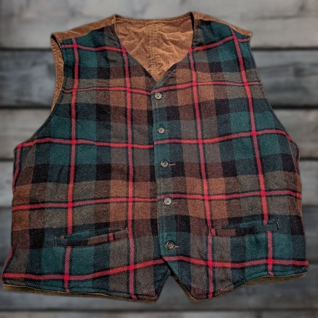 Gap VINTAGE Gap Reversible Corduroy Vest Plaid Wool Blend XL Unisex Adults Brown & Plaid Vest 90s Size XL / US 12-14 / IT 48-50 - 1 Thumbnail