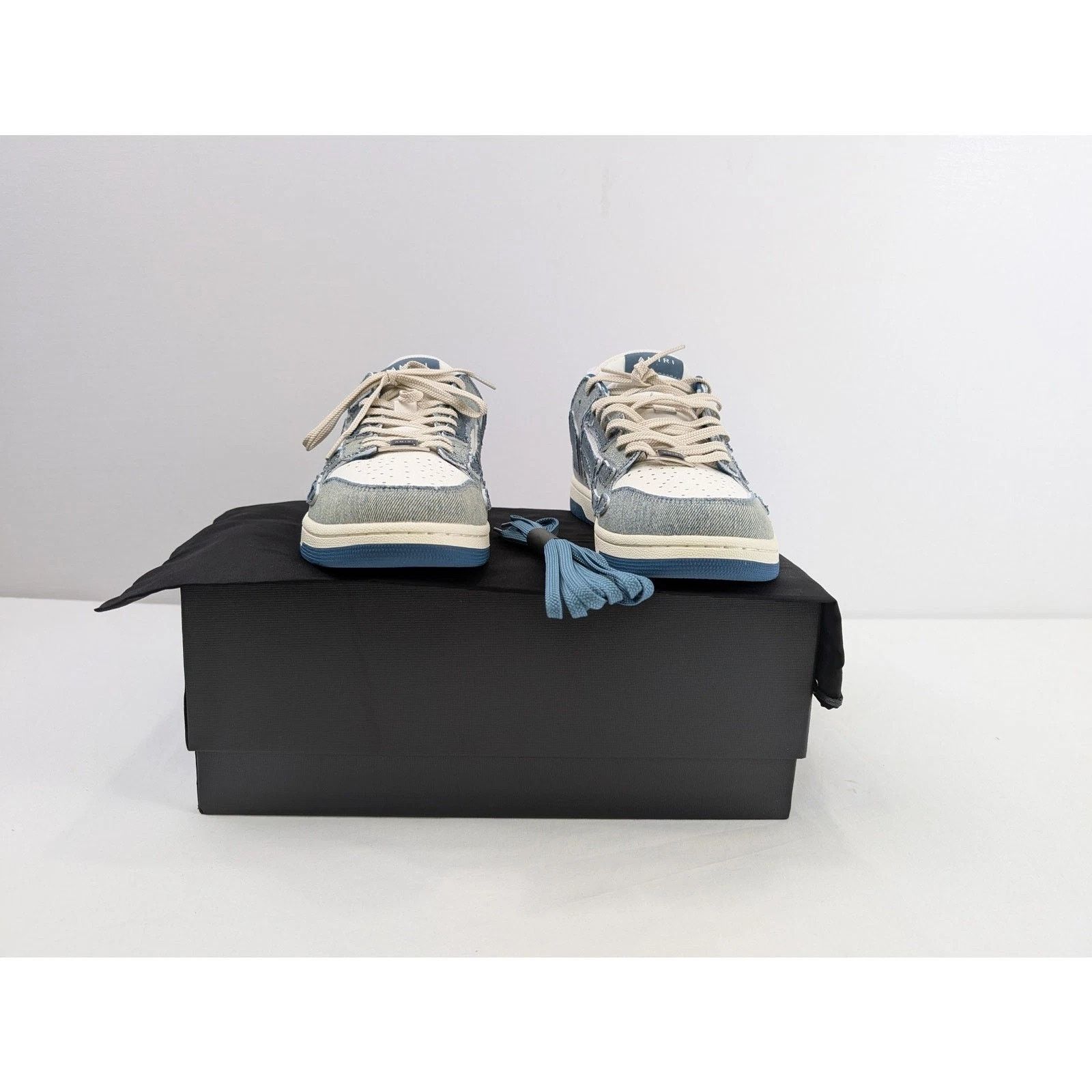 Amiri o1rshd1 Q:3 / Vintage Denim Skel Top Low in Slate Blue Size US 12 / EU 45 - 16 Thumbnail