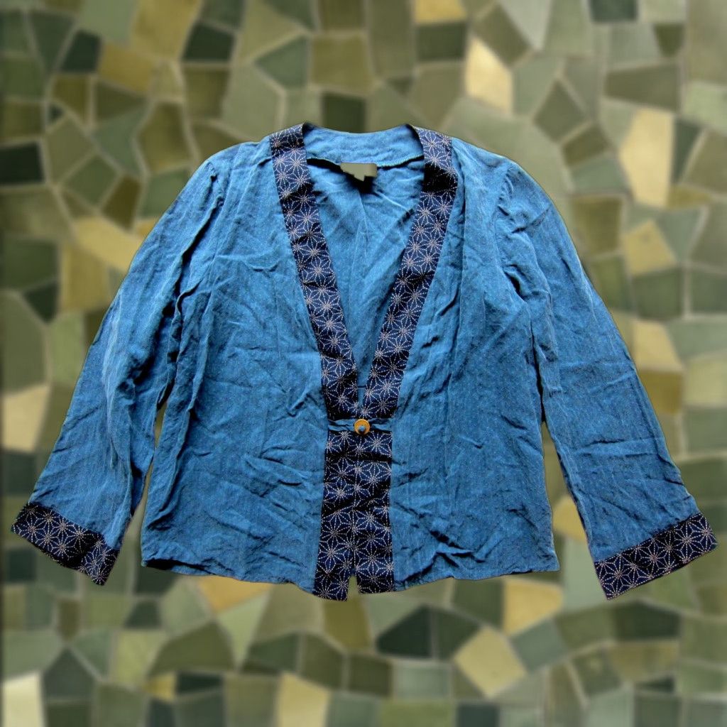 Vintage VTG Naturally Yours Honolulu Hawaii Rayon Blue Open Long Sleeve Blouse Medium Size M / US 6-8 / IT 42-44 - 1 Thumbnail