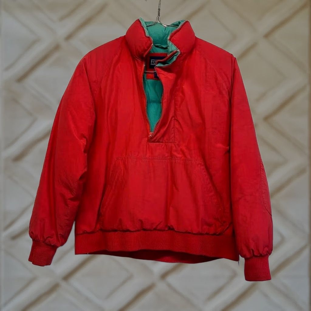 Lands' End Lands' End Vintage Down Jacket Red Pullover Anorak Puffer 1/4 Zip Ski Jacket M Men Jacket Size US M / EU 48-50 / 2 - 1 Thumbnail