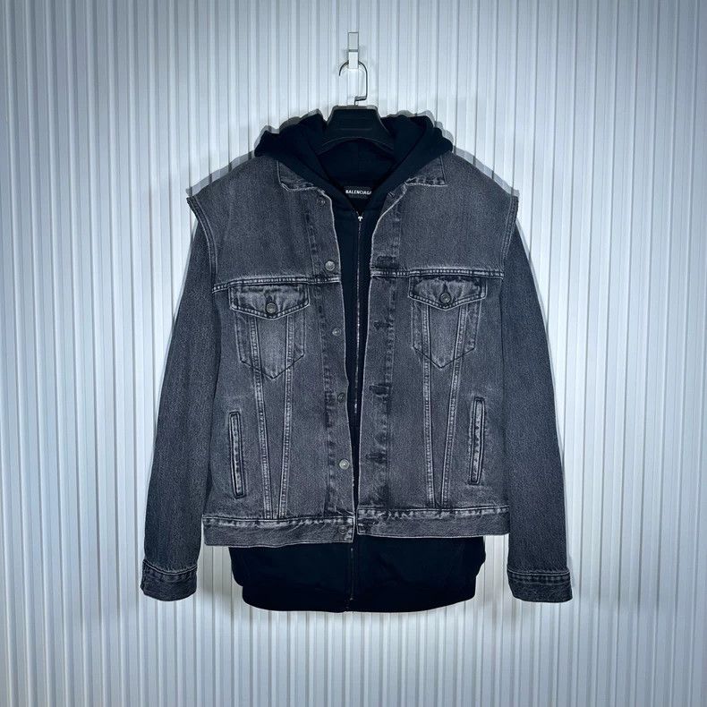 Balenciaga Balenciaga Two-in-one denim vest zipper hoodie Size US S / EU 44-46 / 1 - 1 Thumbnail