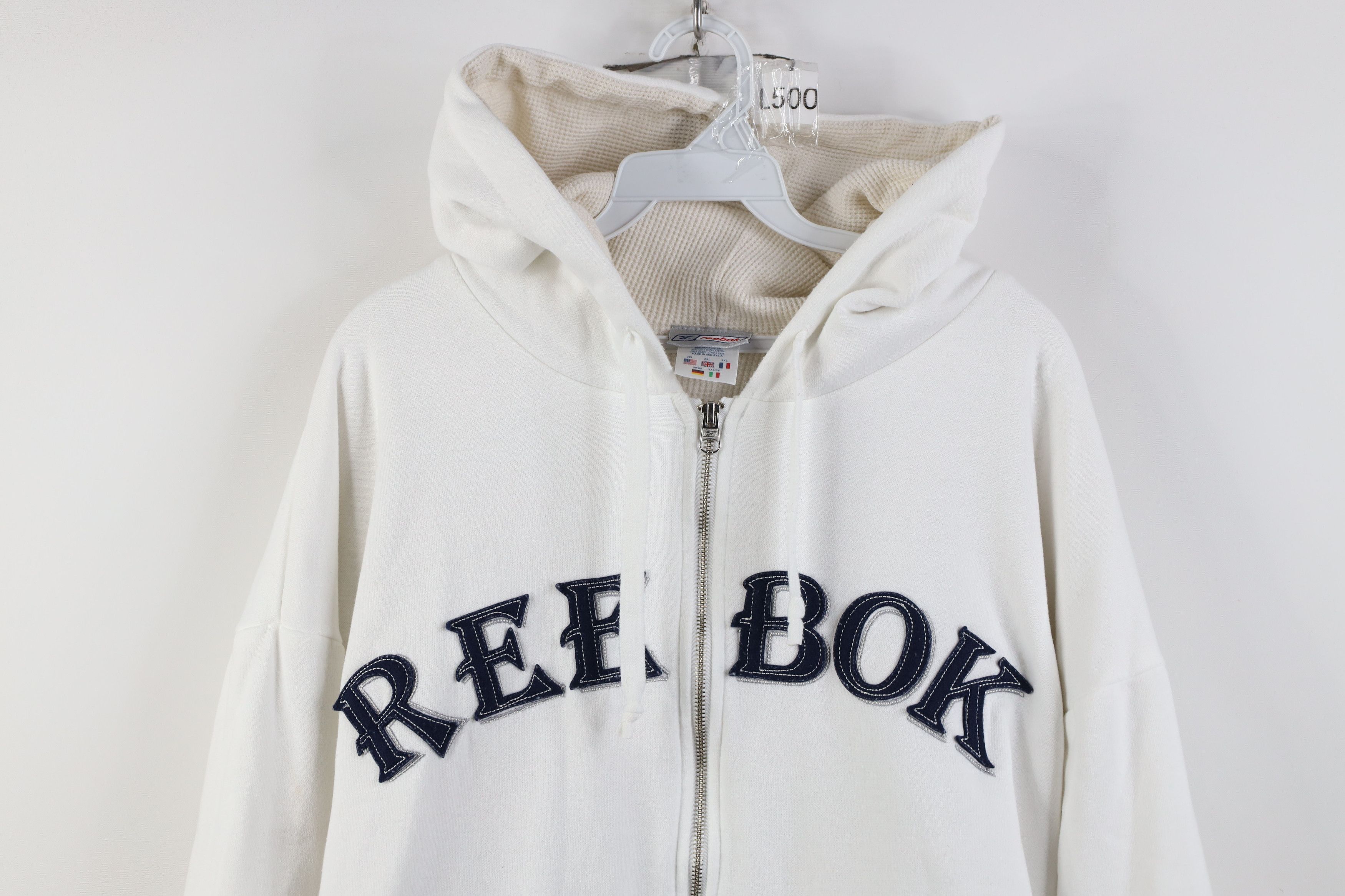 Reebok Vintage Reebok Thermal Waffle Knit Lined Zip Hoodie White Size US XXL / EU 58 / 5 - 2 Thumbnail