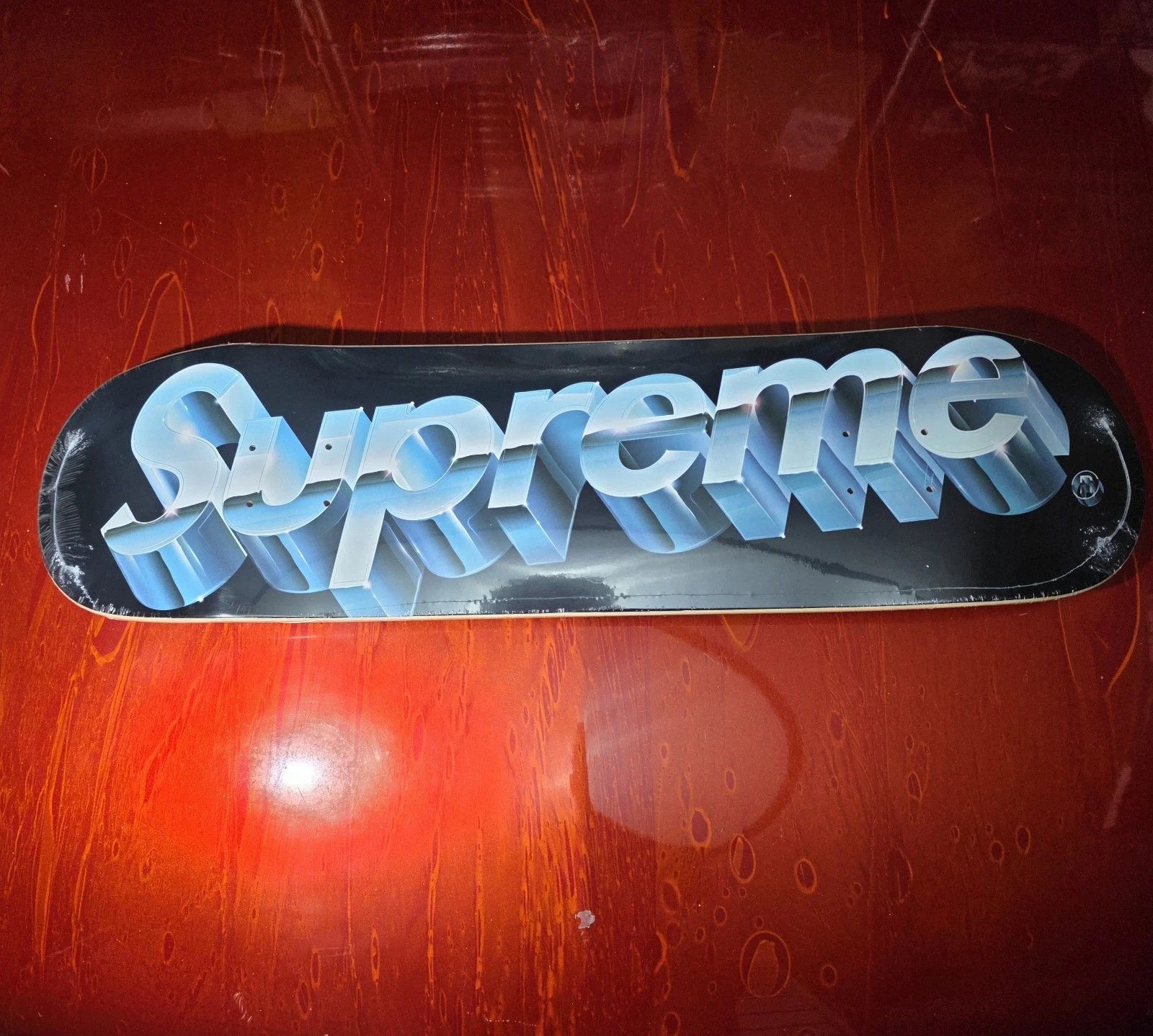 Supreme Chrome Logo Skateboard Black SS20 Skate Deck NEW