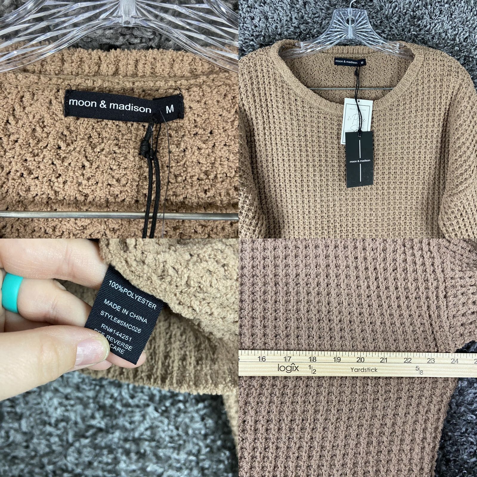 Madison VINTAGE Moon & Madison Sweater Women’s M Pullover Brown Moon Women Size M / US 6-8 / IT 42-44 - 8 Thumbnail