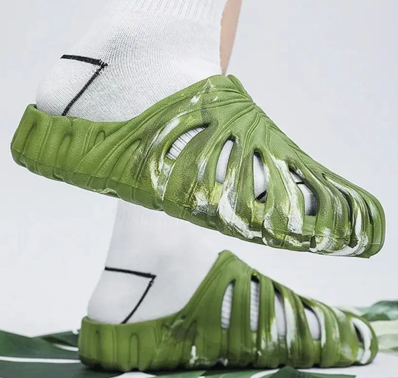 image of Designer Camo Yam Slippers in Green/White, Men's (Size 7)