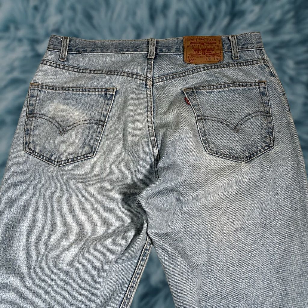 Levi's VINTAGE Levi's 505 Distressed Straight Jeans Men 34x30 Blue Denim 90s Mens Size US 34 / EU 50 - 1 Thumbnail