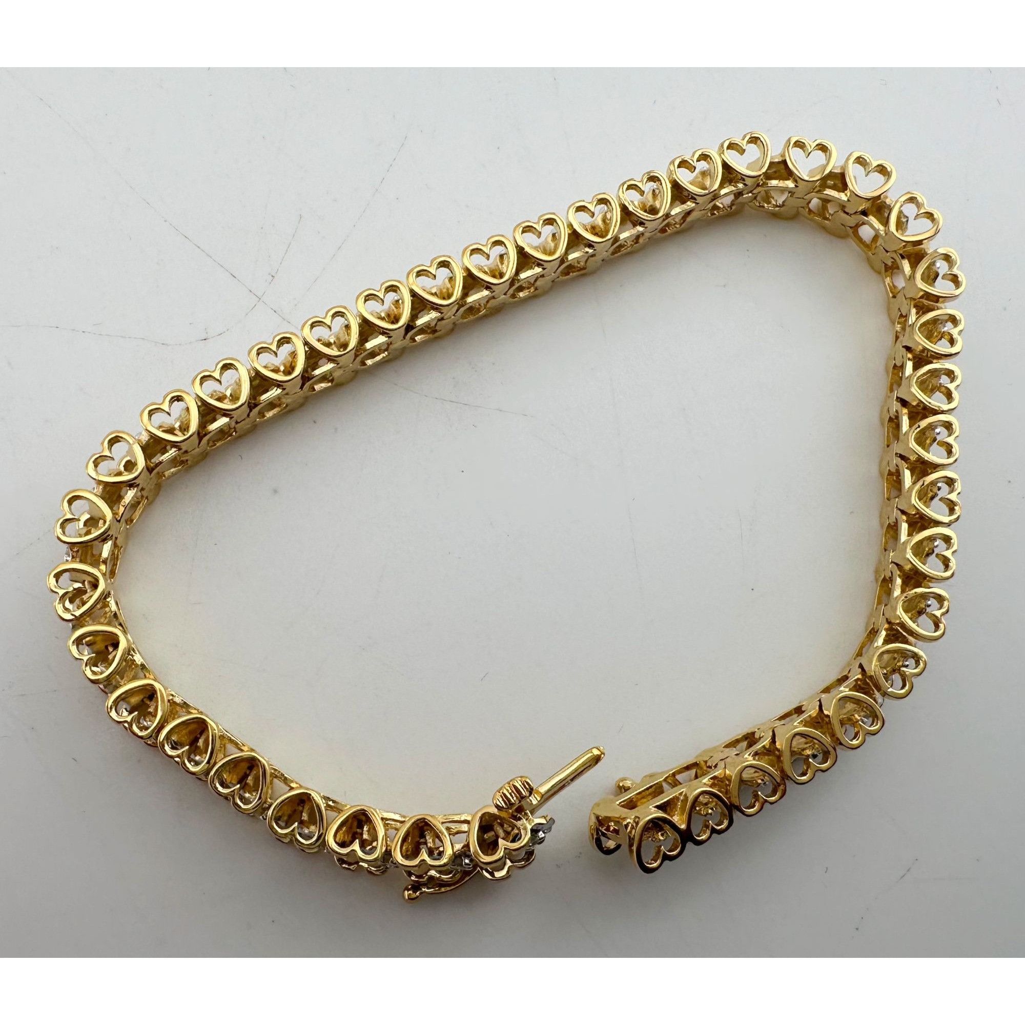 Other 1/2 Carat Diamond Bracelet w Heart Pattern on Side 14kt Gold Size ONE SIZE - 8 Thumbnail