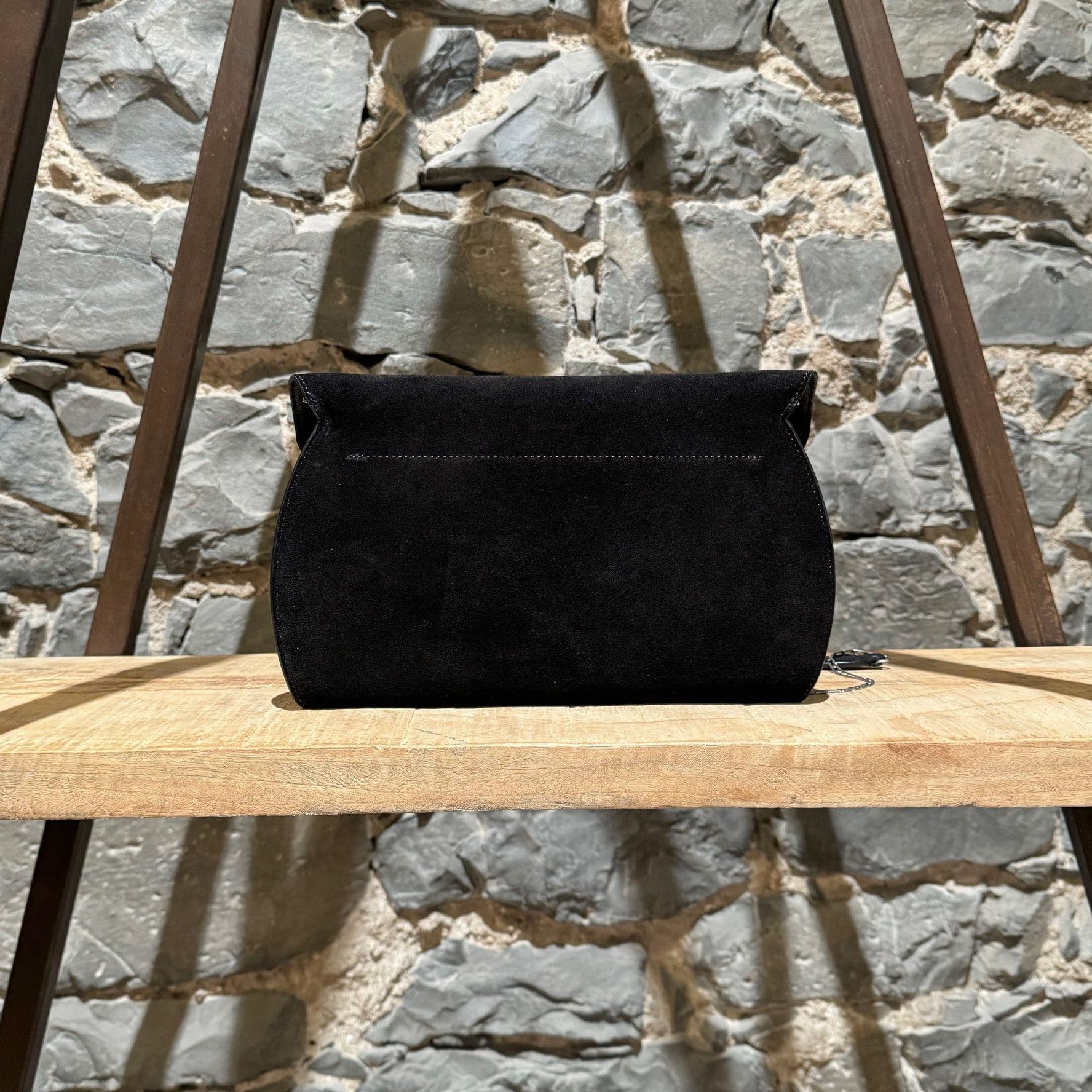 Celine Céline 2016 Black Suede Envelope Clutch Chain Bag Size ONE SIZE - 5 Thumbnail