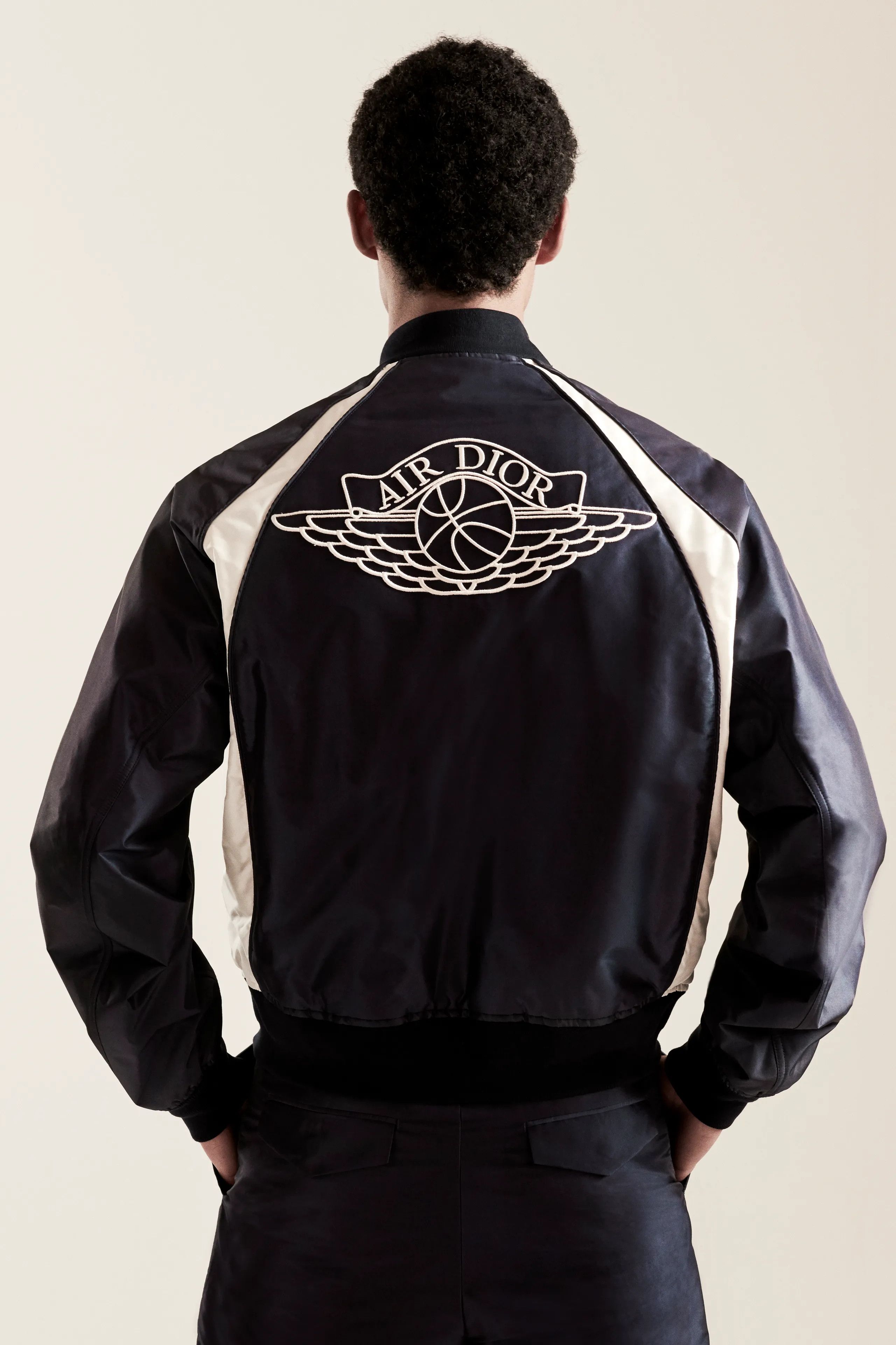 Dior × Jordan Brand Dior Air Jordan Navy White Logo Silk Zip Up 