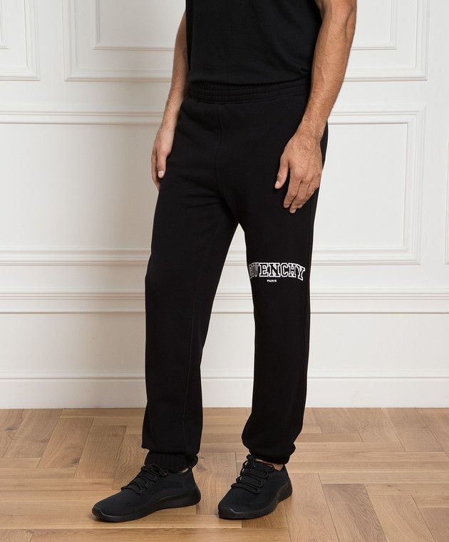 Givenchy Black Embroidered College Arch Logo Sweatpants Size US 32 / EU 48 - 4 Thumbnail