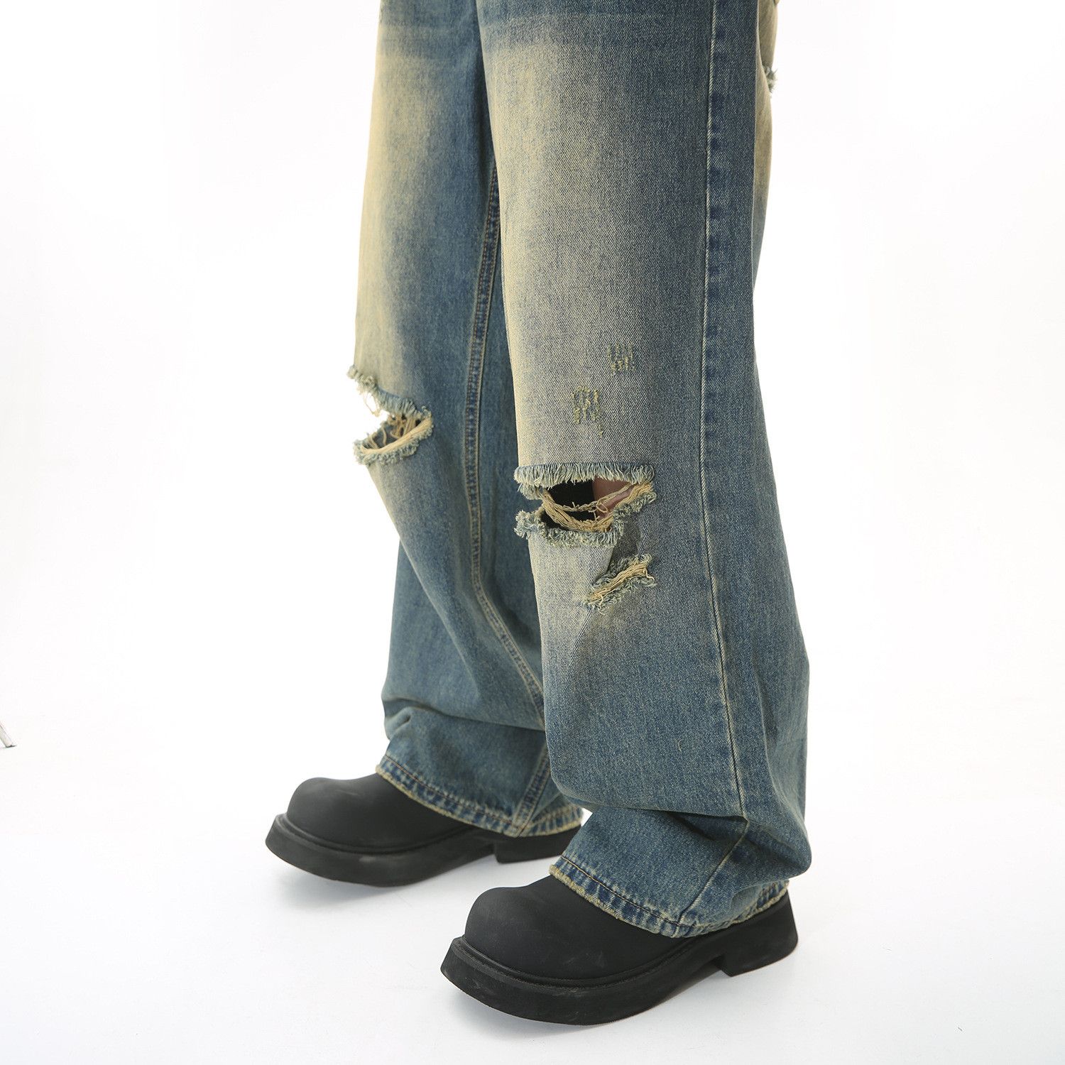 Vintage Men's American retro street loose ripped jeans Size US 32 / EU 48 - 4 Thumbnail