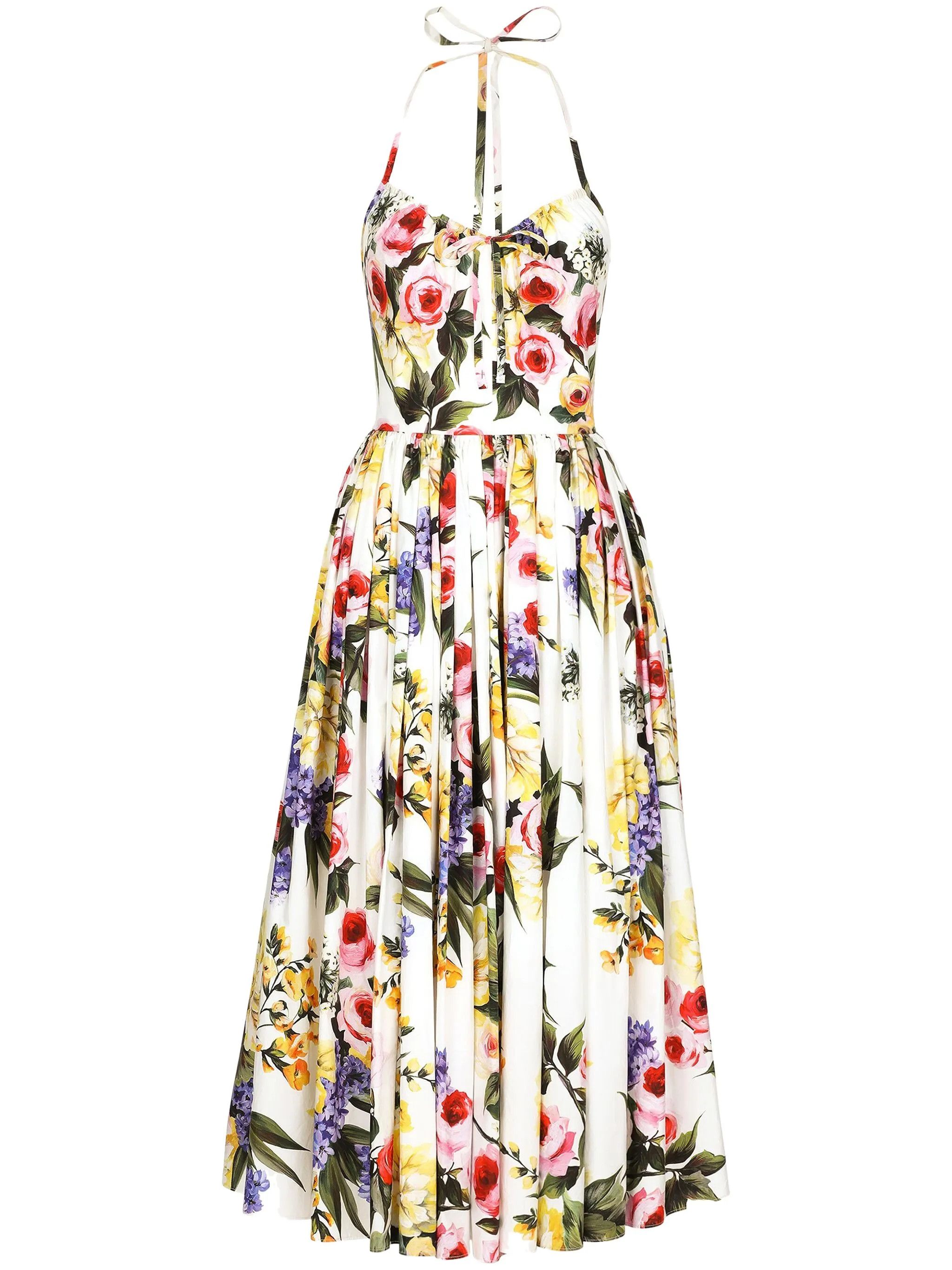 Dolce & Gabbana o1y0825 Floral-Print Midi Dress in Multicolor Size XL / US 12-14 / IT 48-50 - 1 Thumbnail