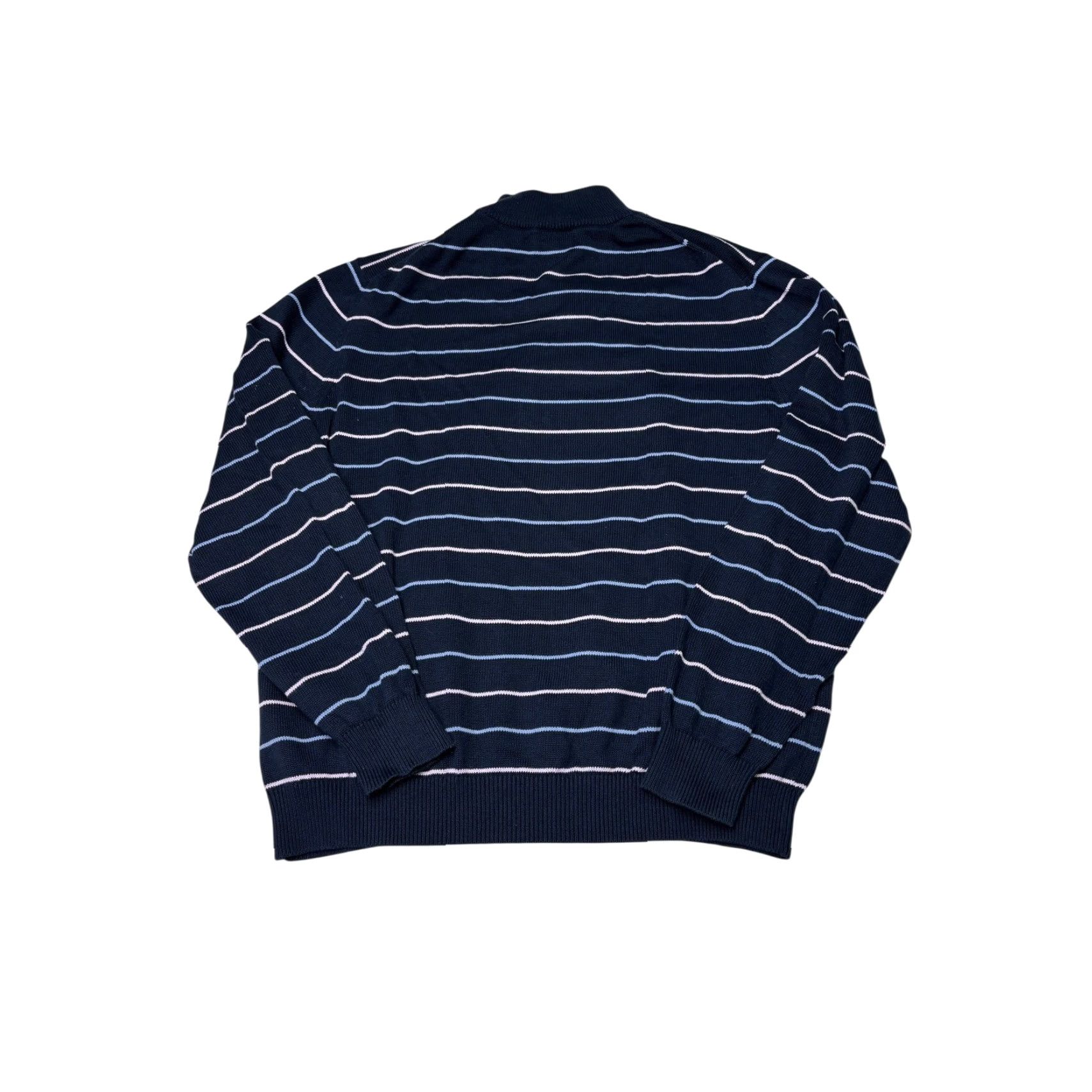 Brooks Brothers Brooks Brothers 346 Mens XL Supima Cotton Striped Button Sweater Navy Size US XL / EU 56 / 4 - 4 Thumbnail