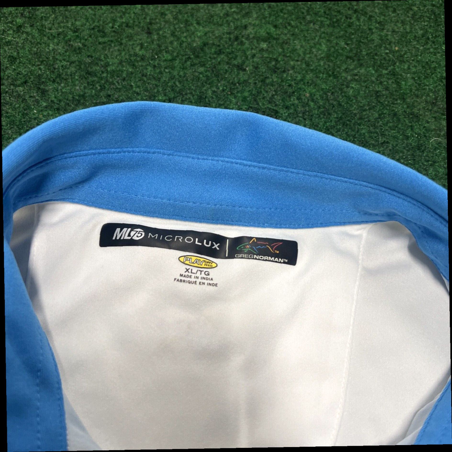 Vintage Greg Norman Polo Shirt Mens XL Play Dry White Blue Short Sleeve Adult Golf Size US XL / EU 56 / 4 - 3 Thumbnail