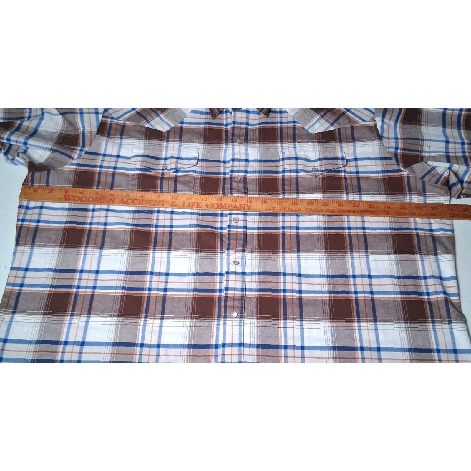 Vintage Ely Cattleman Shirt Men 2XL Plaid Brown Blue Pearl Snap Western Workwear Button-Up Pocket Short Sleeve Casual Ranchwear Size US XXL / EU 58 / 5 - 4 Thumbnail