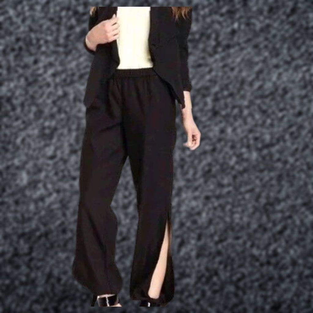 Level 99 Tie Hem Linen Blend Pants Black Womens Size S Tapered