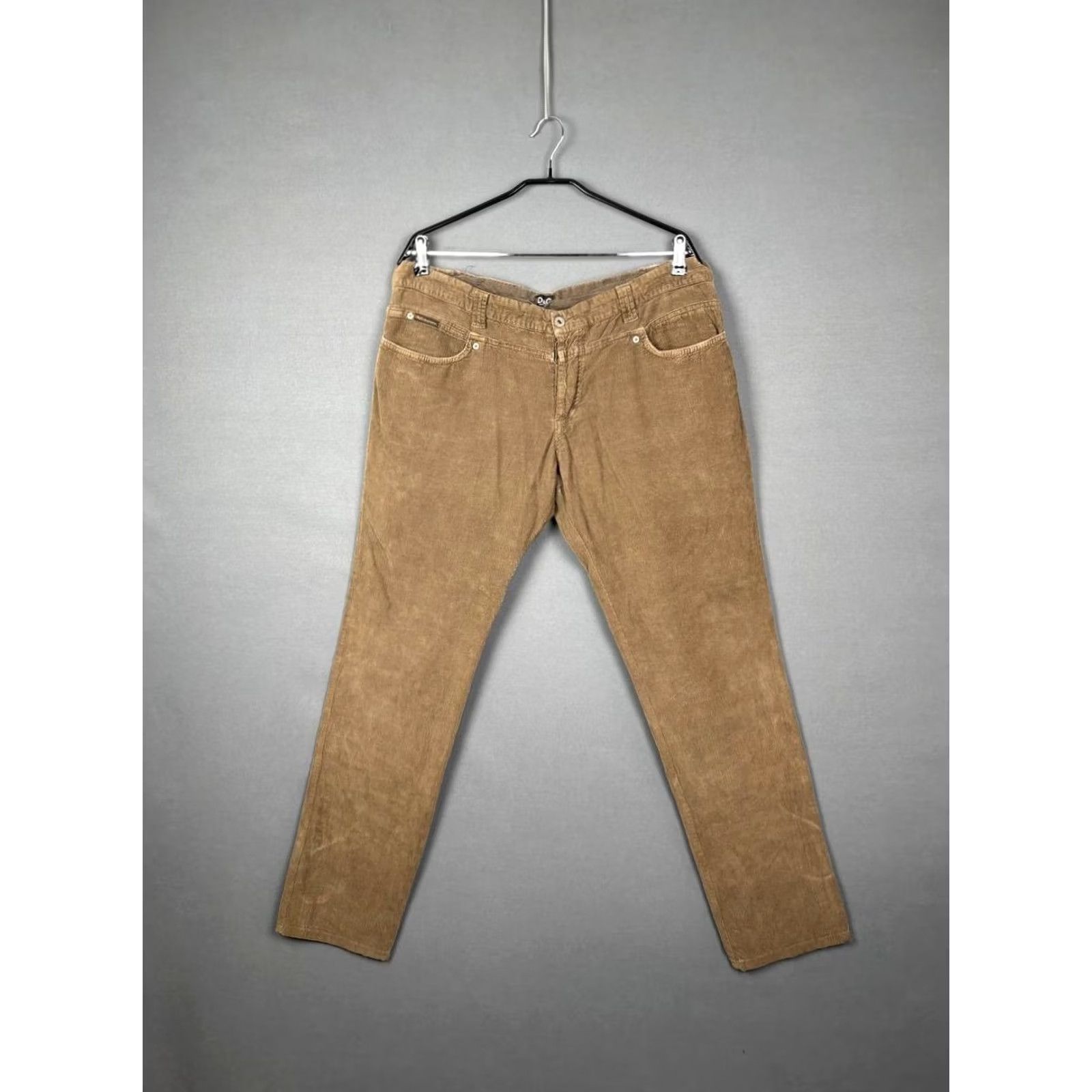 Dolce & Gabbana Dolce&Gabbana Mens Casual Pants Brown Cotton Corduroy Straight Leg Size 54 Regular Front Flat Size US 38 / EU 54 - 2 Thumbnail