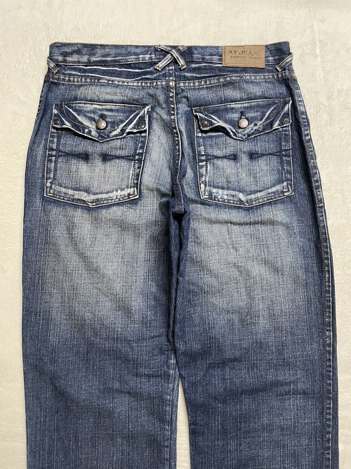 Japanese Brand Vintage AT Jeans Distress Faded Denim Jeans Size US 33 - 11 Thumbnail