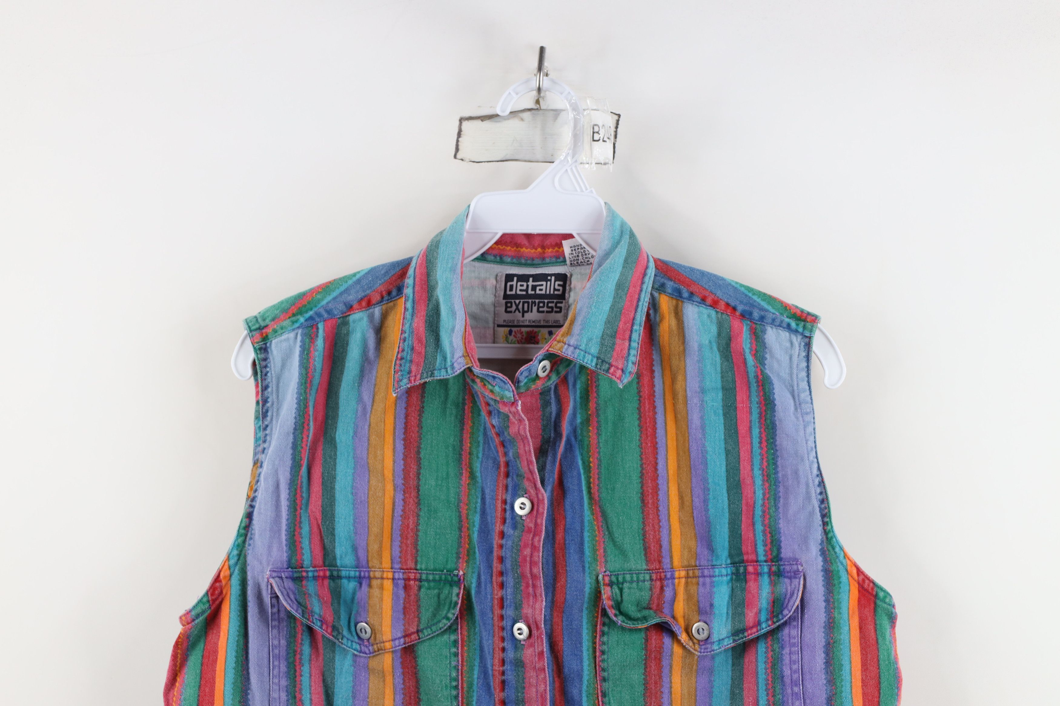 Vintage Vintage 90s Streetwear Striped Sleeveless Button Shirt Size S / US 4 / IT 40 - 2 Thumbnail