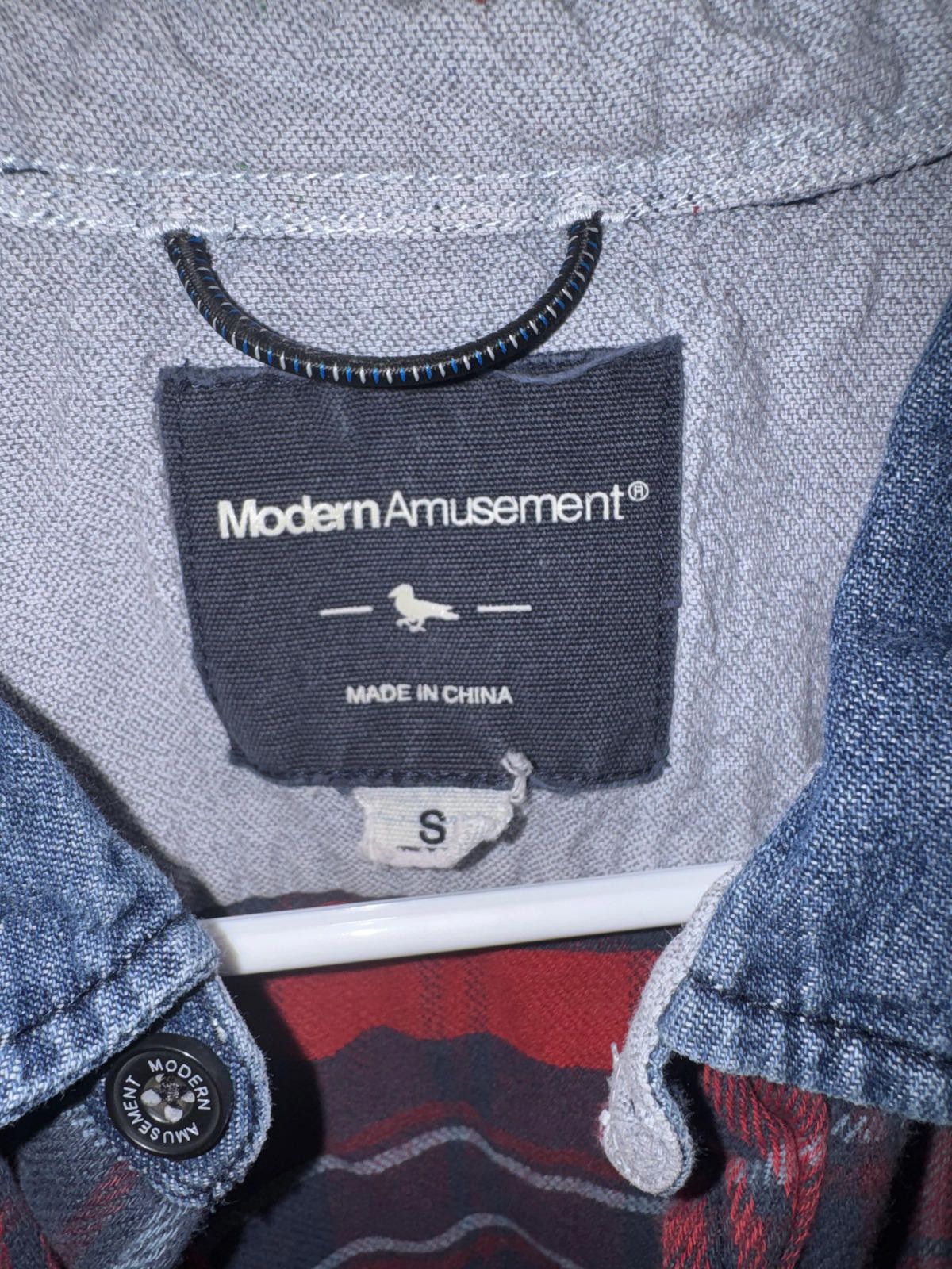 Modern Amusement Modern Amusement Men's Short Sleeve Plaid and Denim Shirt, S Size US S / EU 44-46 / 1 - 3 Thumbnail