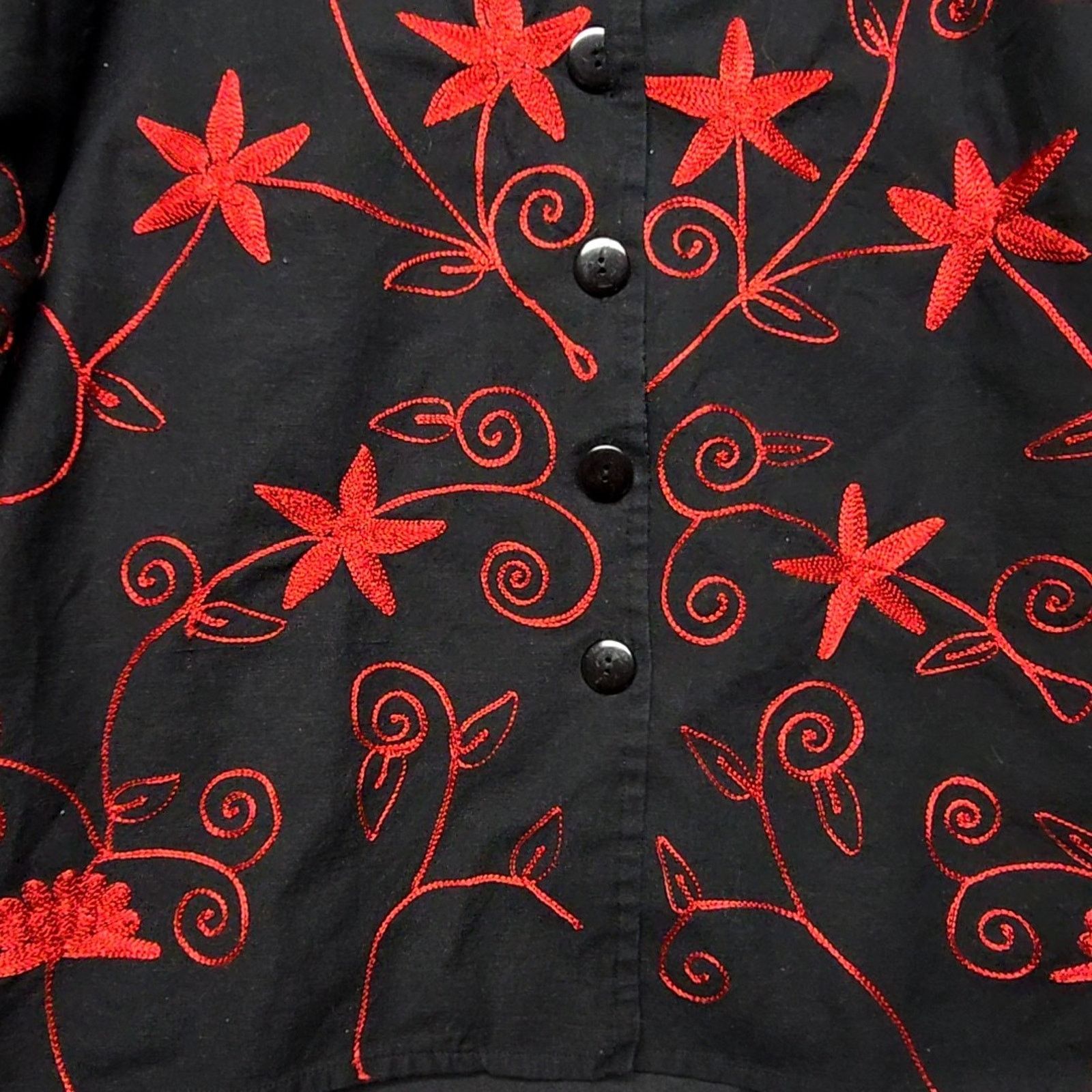 Vintage Vintage Keren Hart Floral Embroidered Jacket Black Red M Size M / US 6-8 / IT 42-44 - 2 Thumbnail