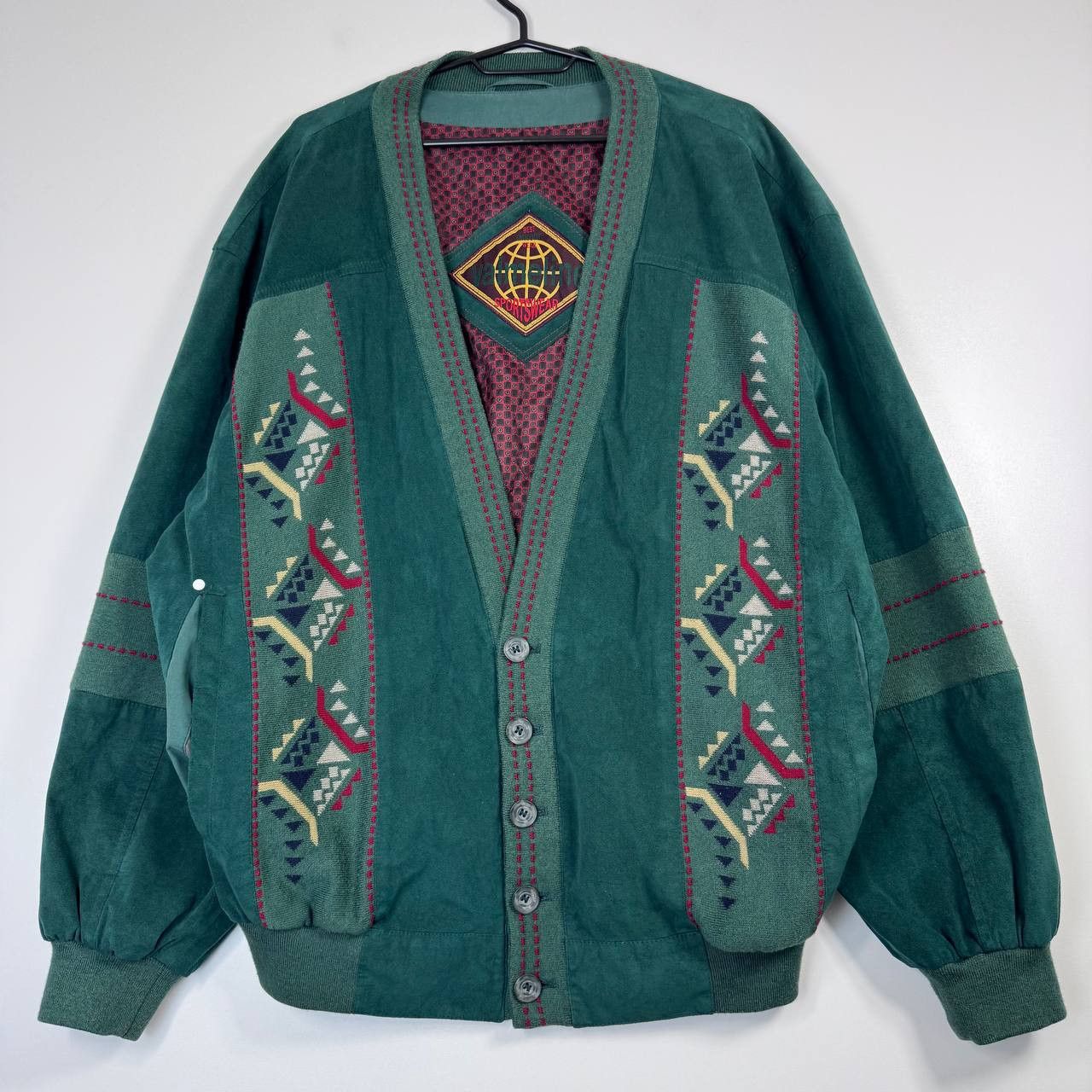 Other Vintage 90s Valmeline Cardigan Jacket Alcantara Pattern XL Size US XL / EU 56 / 4 - 1 Thumbnail