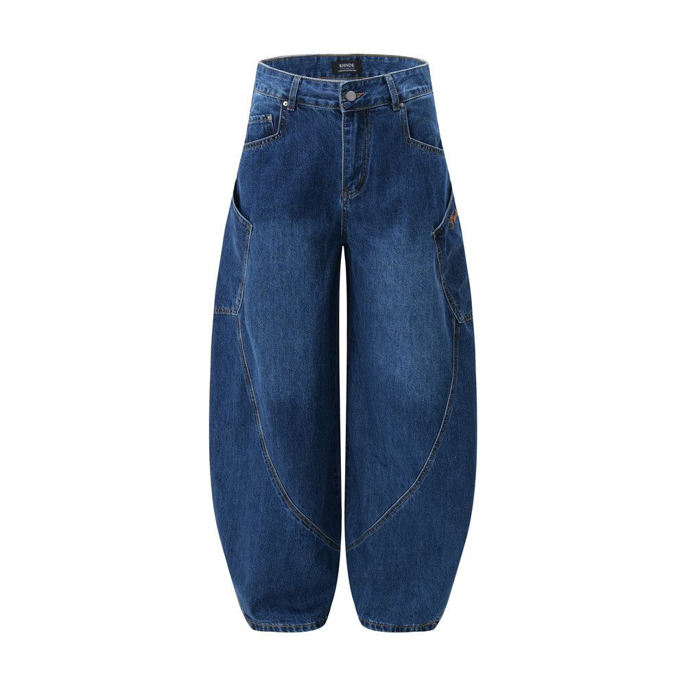 Japanese Brand Men's loose wide-leg pants embroidered pocket machete jeans Size US 32 / EU 48 - 1 Thumbnail