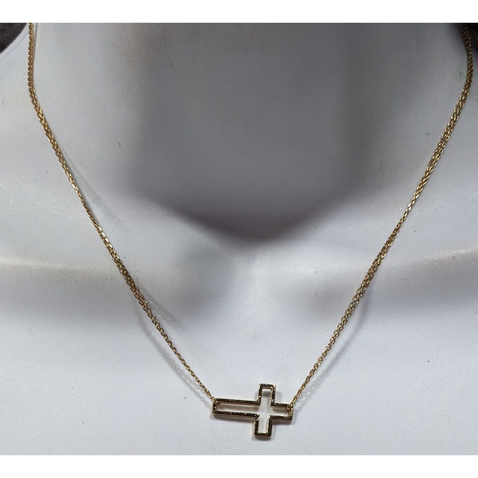 Other Religious Sideways Open Cross Pendant Gold Tone Necklace Size ONE SIZE - 1 Thumbnail