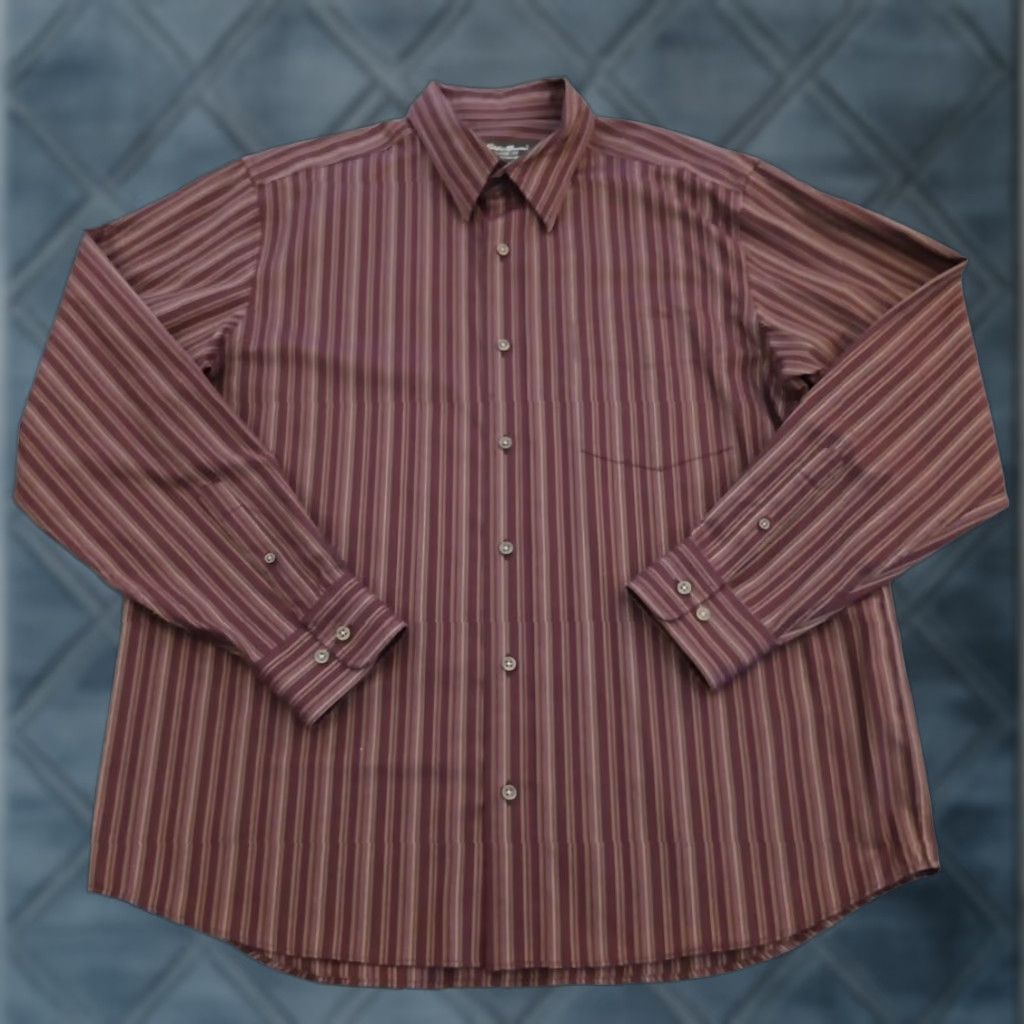 Eddie Bauer Eddie Bauer Shirt Mens Large Brown Striped Long Sleeve Button-Up Classic Fit Gentlemen Mens Brown Striped Shirt Size US L / EU 52-54 / 3 - 1 Thumbnail