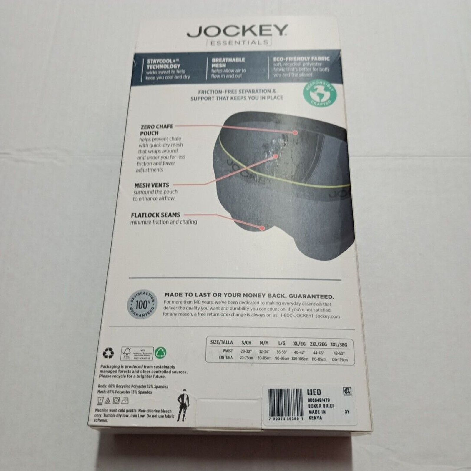 Jockey Jockey Essentials Men's Zero Pouch Boxer Brief 6" Ins 3 Pack Size 32 - 3 Thumbnail