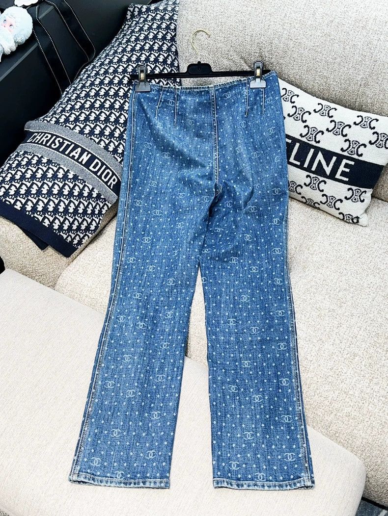 Chanel Chanel 23P blue polka dot double C jeans Size 25" / US 0 / IT 36 - 3 Thumbnail