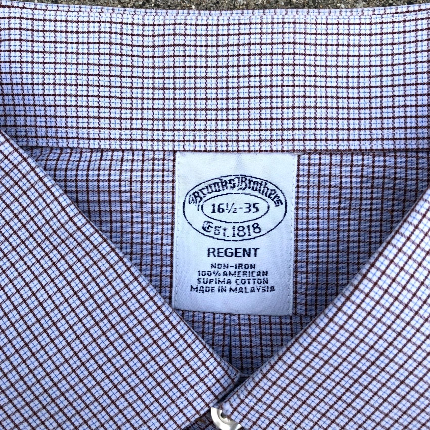 Brooks Brothers BROOKS BROTHERS Button Down Dress Shirt Men's 16.5-35 Purple Supima Cotton Shirt Size 46R - 3 Thumbnail