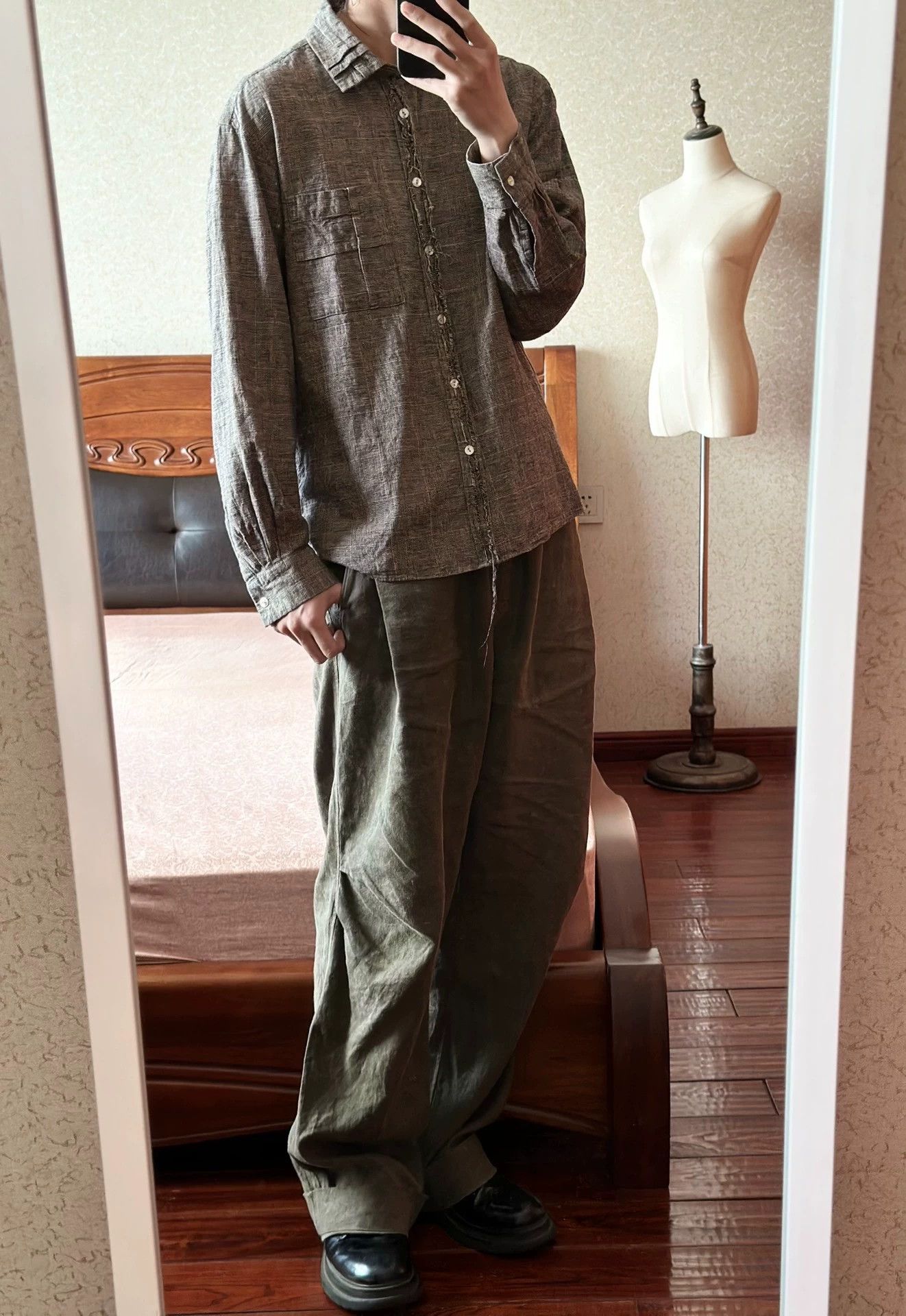 Other Yuta Matsuoka 00s Fine Check Cotton-Linen Shirt Size US M / EU 48-50 / 2 - 8 Thumbnail