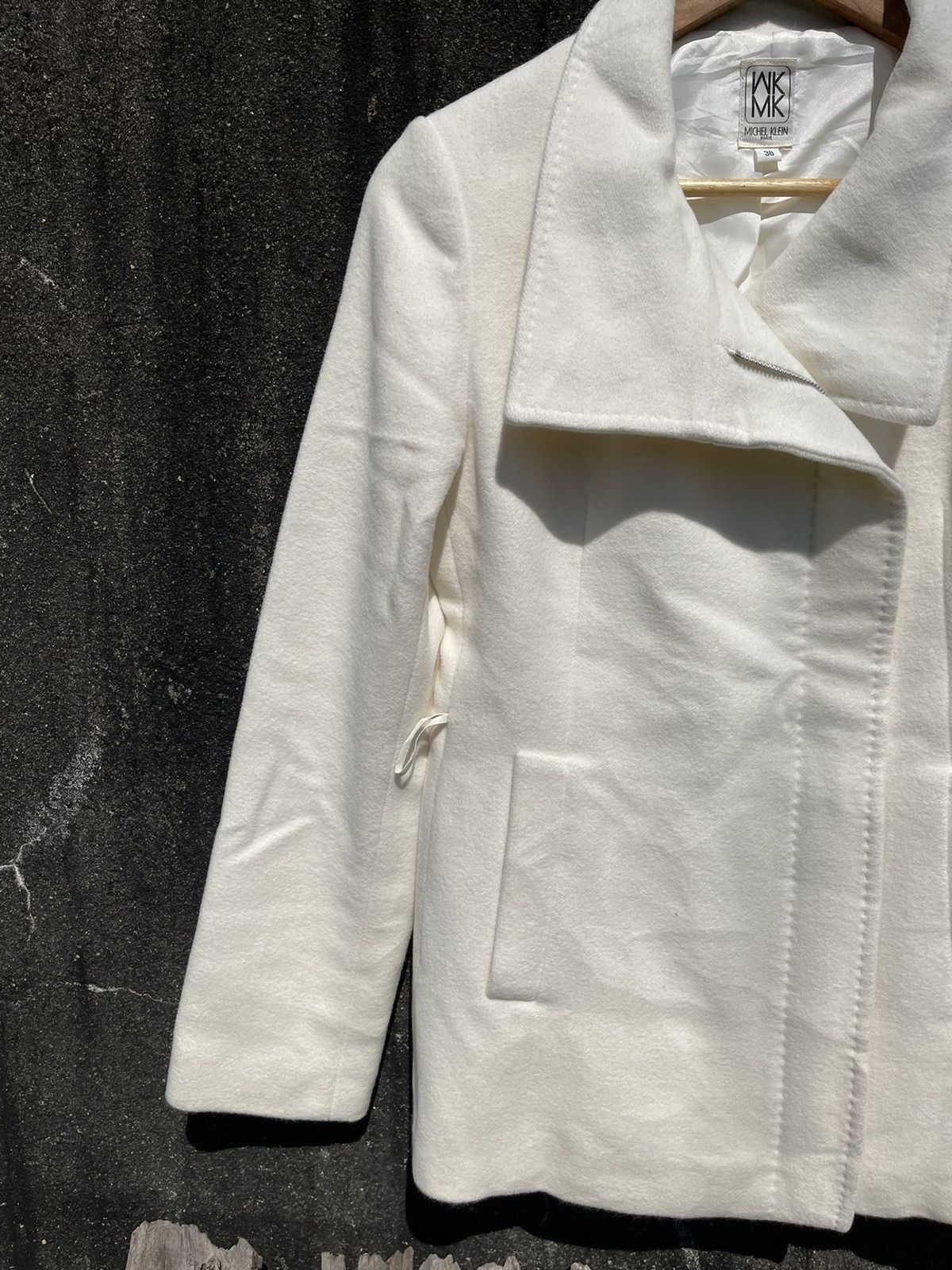 Designer Michel Klein Paris WKMK White Wool Blend Jacket Size S / US 4 / IT 40 - 5 Thumbnail