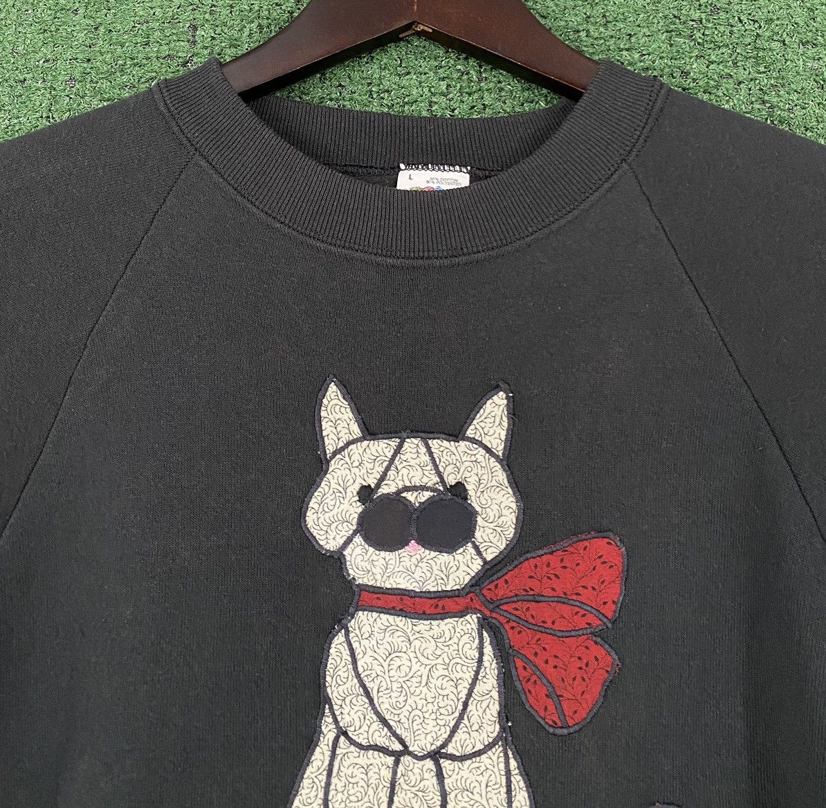 Fruit Of The Loom Vintage 90’s Cat Kitten Embroidered Sewn Handmade Sweatshirt Size L / US 10 / IT 46 - 3 Thumbnail