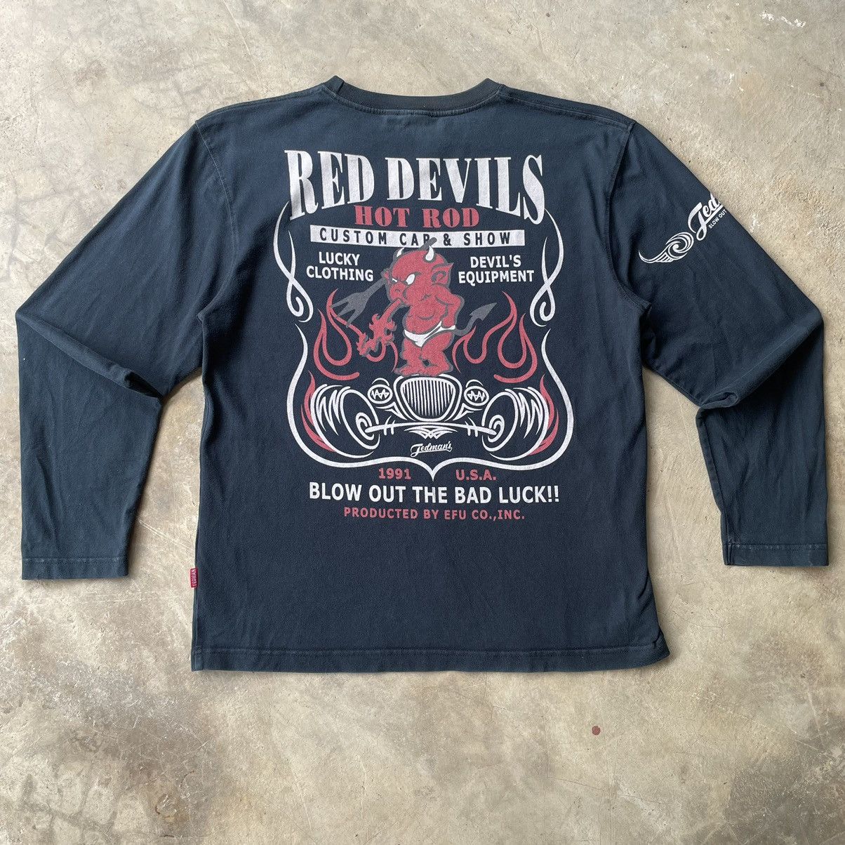 Tedman 🇯🇵 Faded Red Hot Rod Devil Tedman Japanese Brand Longsleeve Size US S / EU 44-46 / 1 - 1 Thumbnail