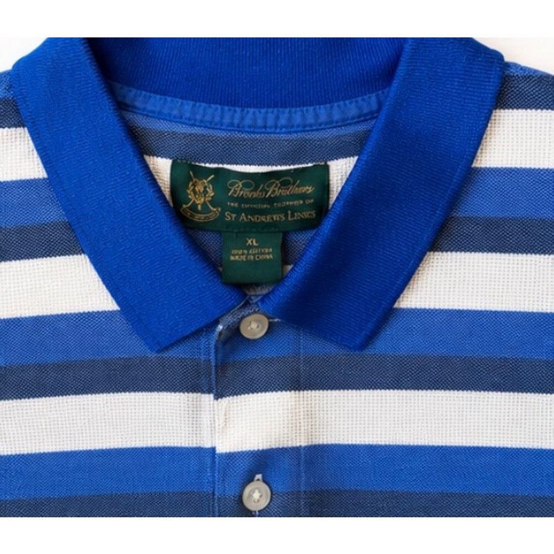 Brooks Brothers Brooks Brothers Golf Polo XL Blue Stripe St Andrews Links Size US XL / EU 56 / 4 - 1 Thumbnail