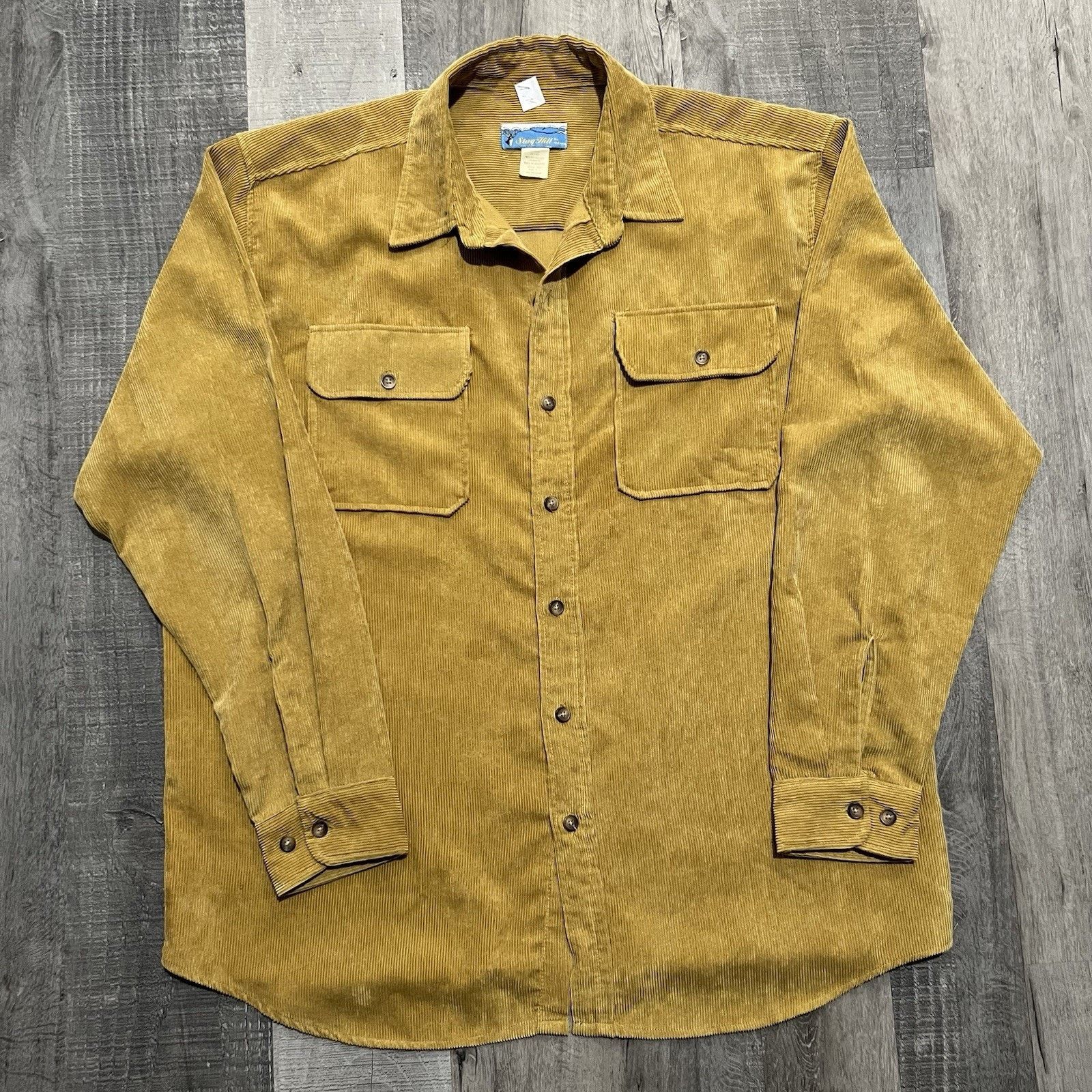 Haband VTG Stag Hill Corduroy Button Shirt Golden Yellow Cord Sz L Size US L / EU 52-54 / 3 - 1 Thumbnail