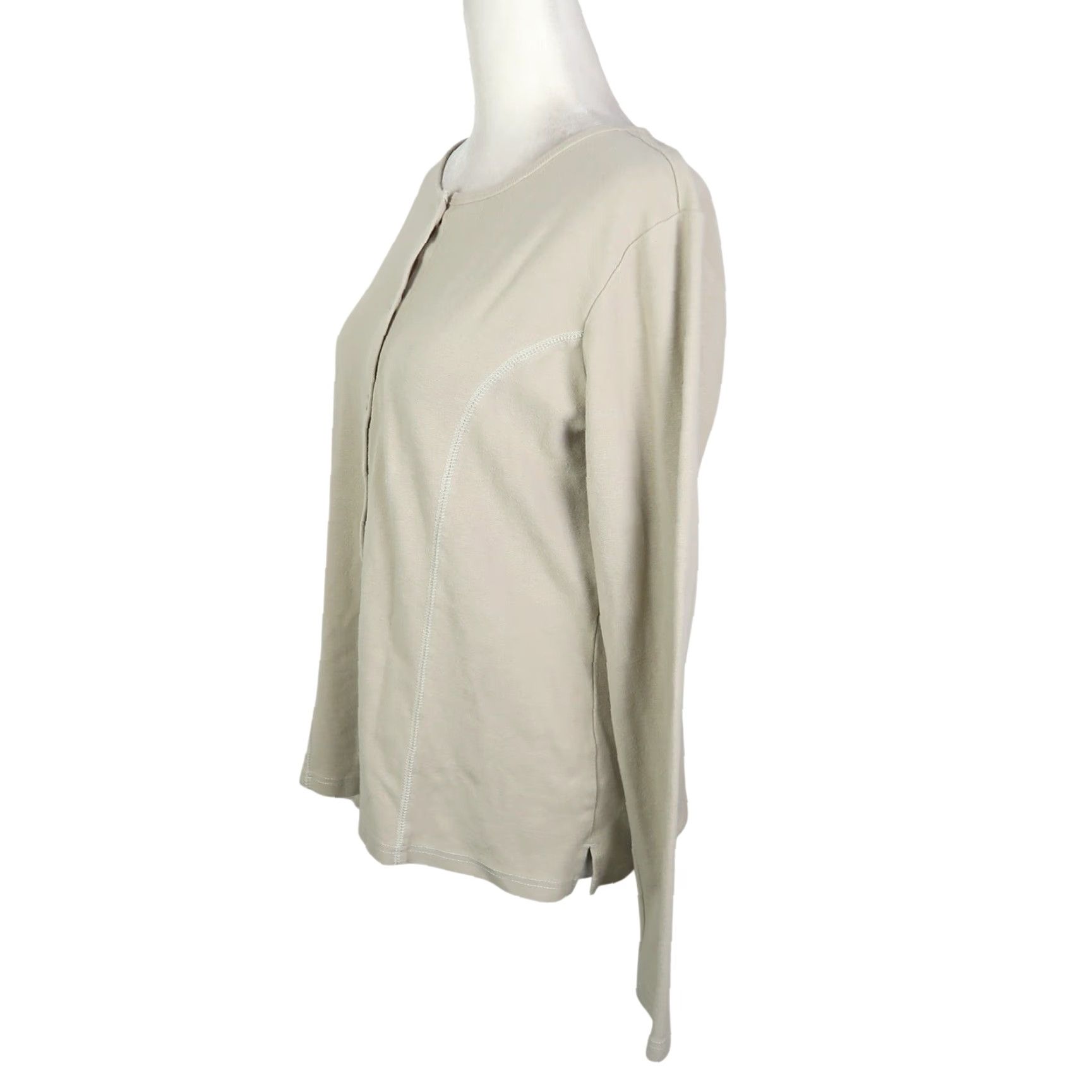 Eddie Bauer VINTAGE Eddie Bauer Cardigan Women L Cotton Button Front Tan 90s Sweater Casual Long Sleeve 90s Theme Size L / US 10 / IT 46 - 3 Thumbnail