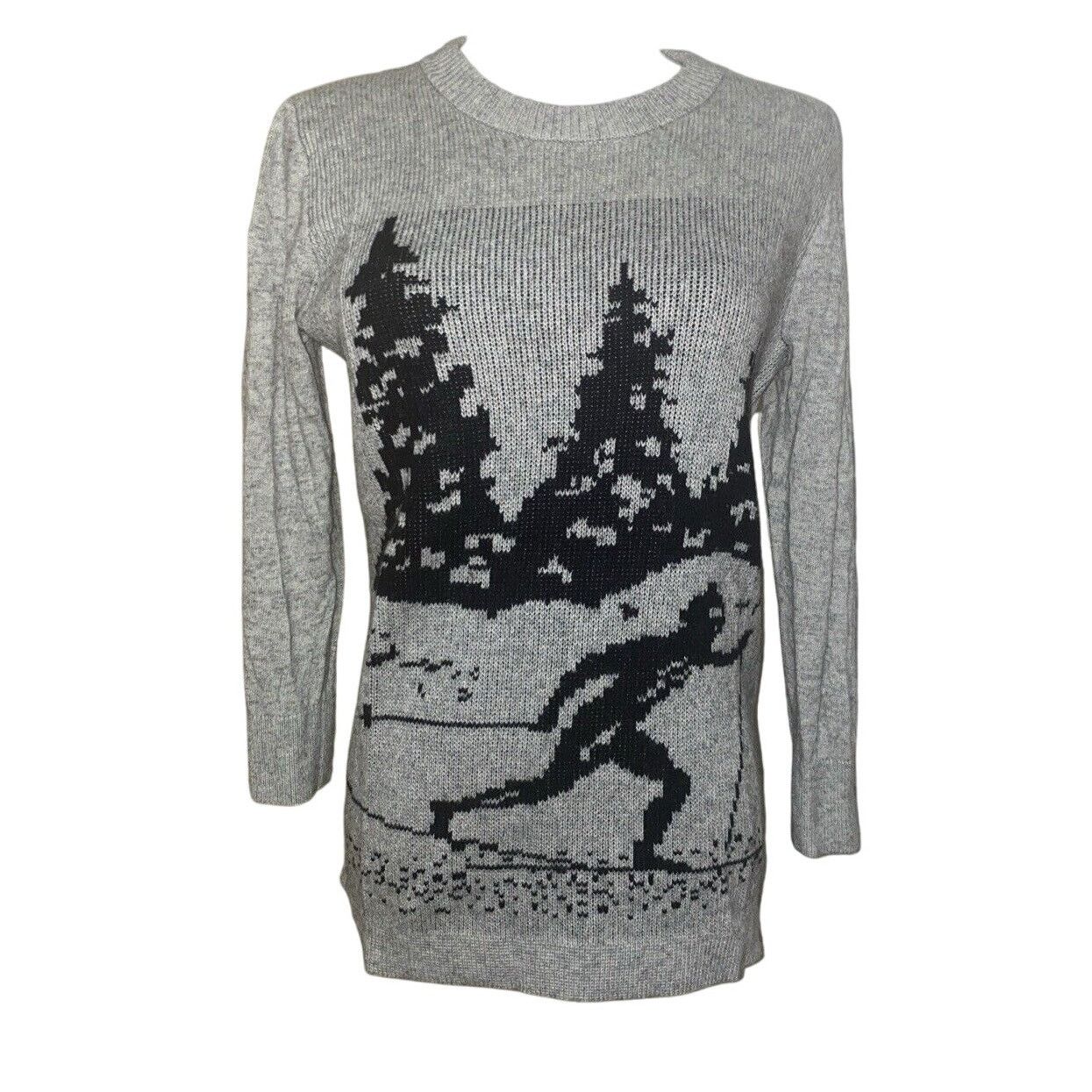 J.Crew J. CREW Intarsia Ski Scene Sweater Size Small Gray Black Size S / US 4 / IT 40 - 1 Thumbnail