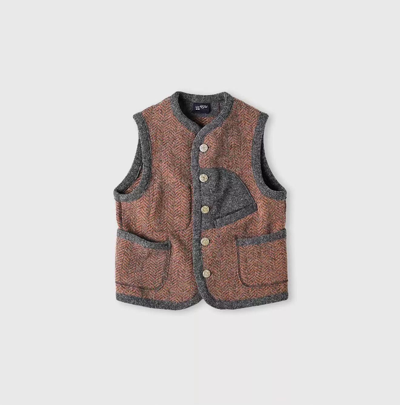 45rpm 45R Chunky Tweed Vest in Gray Pink Size US M / EU 48-50 / 2 - 1 Thumbnail