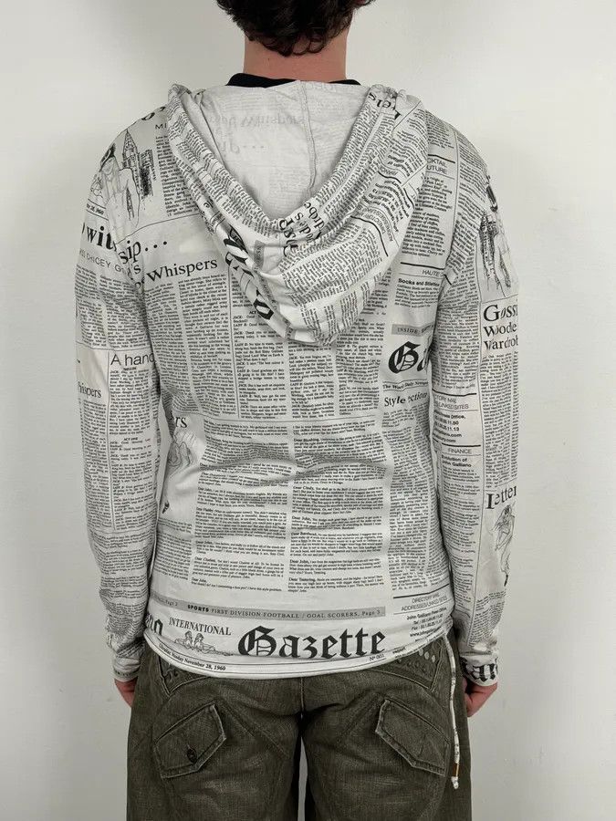 John Galliano 2000s John Galliano Black & White Gazette Newspaper Light Hoodie Size US M / EU 48-50 / 2 - 3 Thumbnail