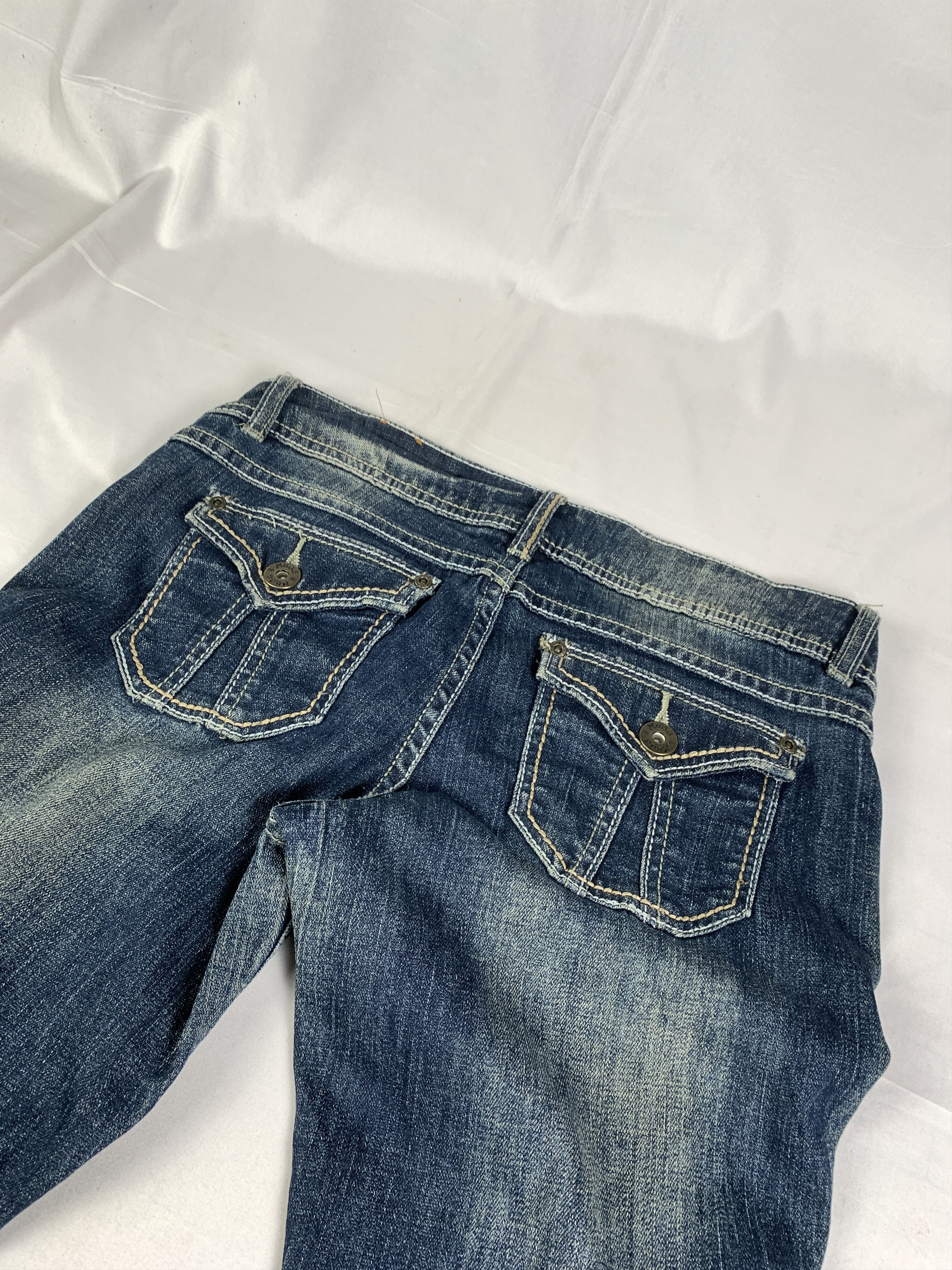 Japanese Brand 2000s Mudd Indigo Blue Flared Jeans (31) Size 31" - 6 Thumbnail