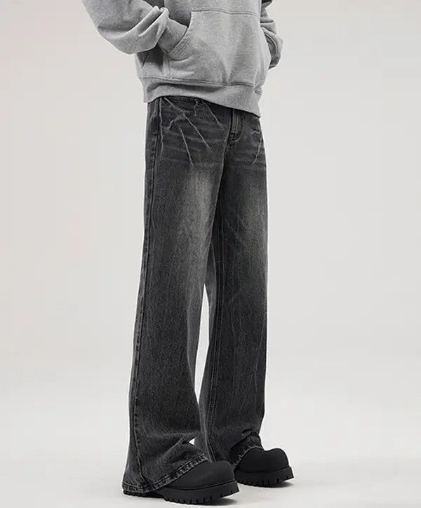 Japanese Brand Lightning Pattern Black Vintage Loose Bootcut Jeans Size US 32 / EU 48 - 3 Thumbnail