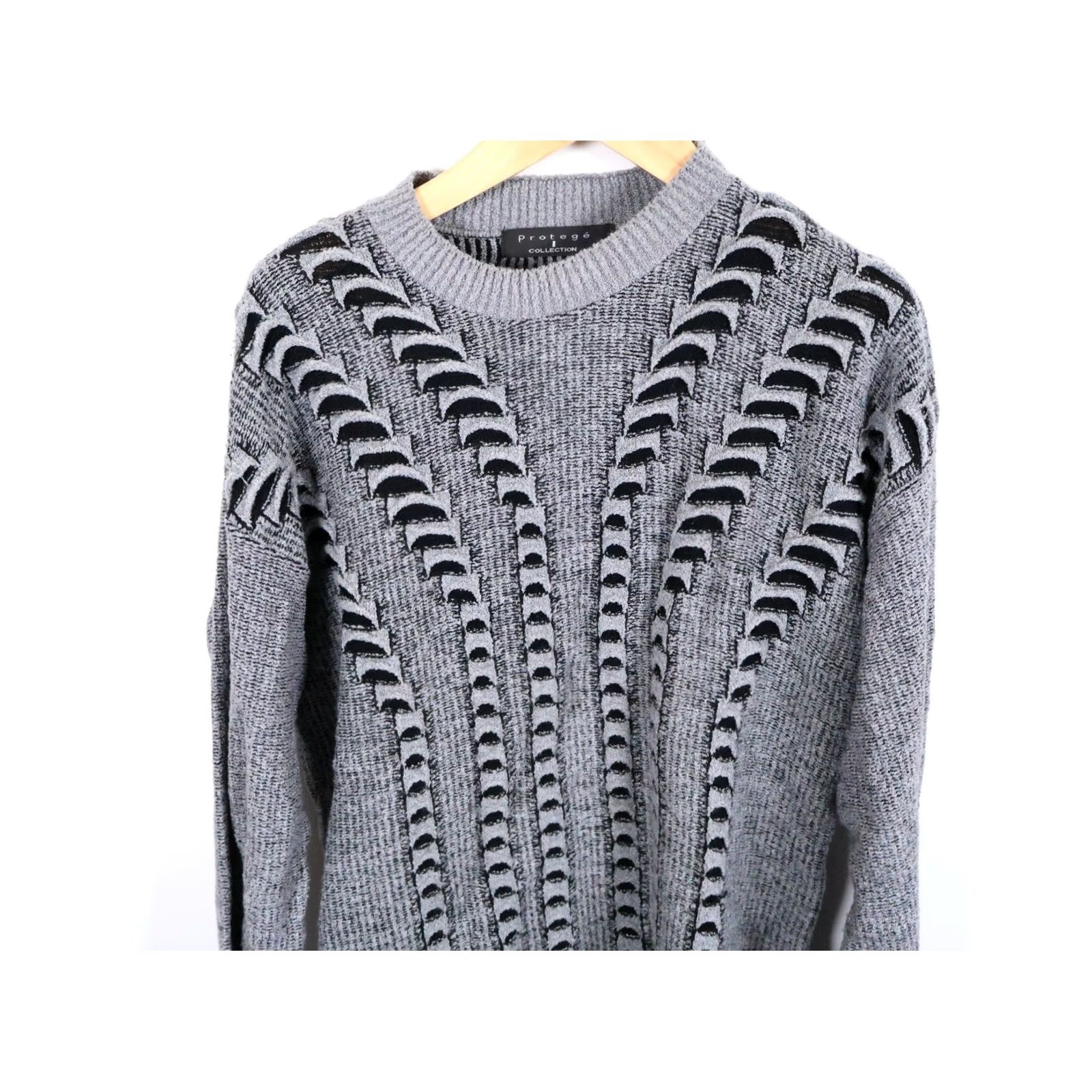 Vintage VINTAGE Protege Sweater Mens XL Gray Black Textured Knit Crewneck Acrylic VTG Size US XL / EU 56 / 4 - 4 Thumbnail