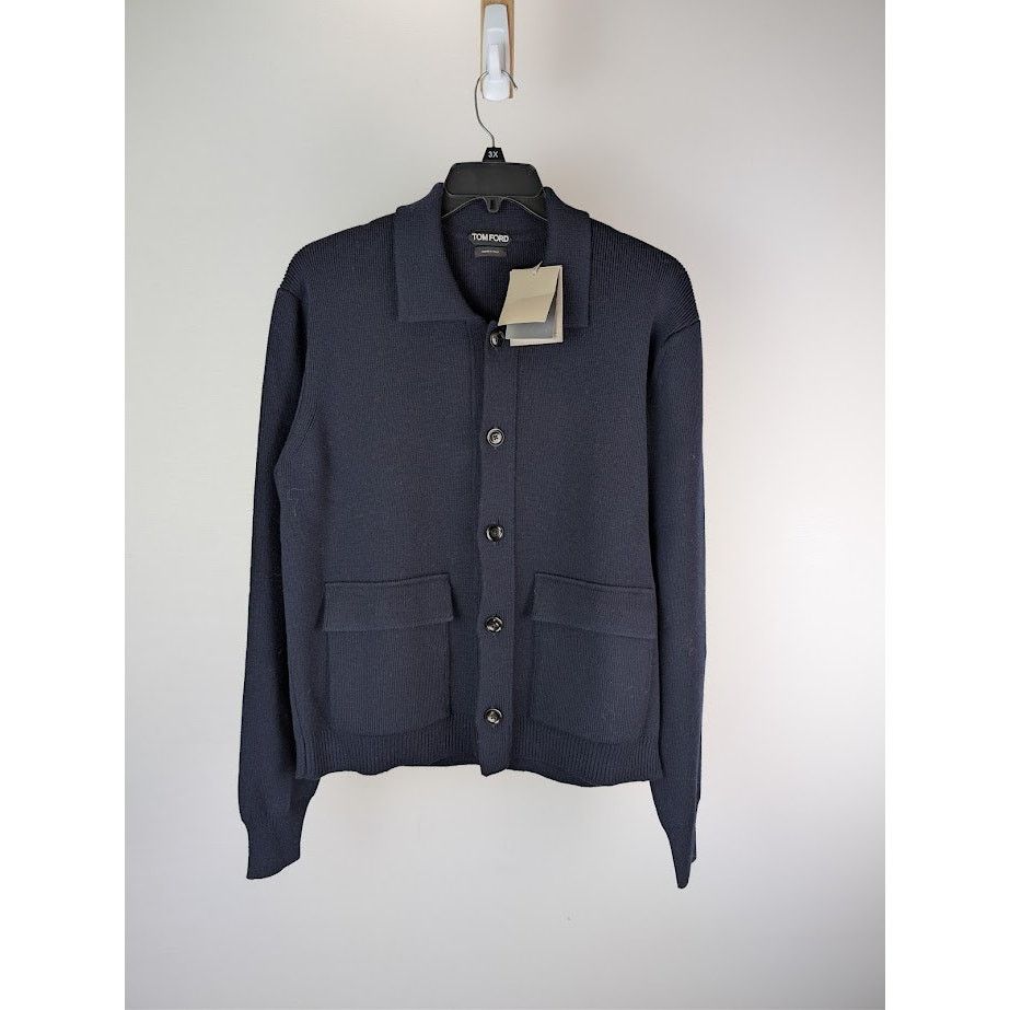 Tom Ford o1rshd1 Knitwear Button Sweater in Navy Size US L / EU 52-54 / 3 - 1 Thumbnail