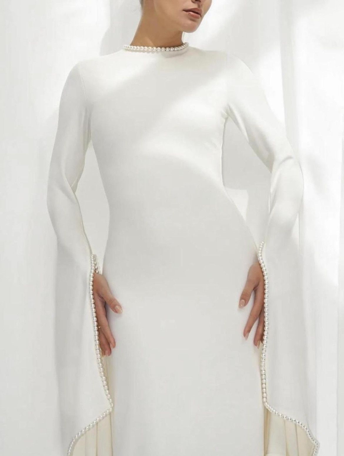Other Khanums Kadela Ivory Long Sleeve Maxi Gown (BNWT) Size XS / US 0-2 / IT 36-38 - 5 Thumbnail