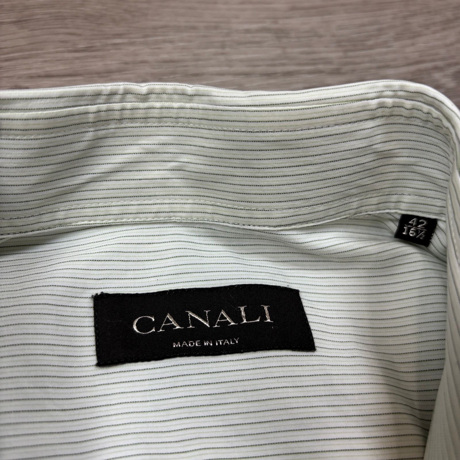 Canali Canali Made in Italy Green Striped Dress Shirt Men's 42 16.5 Size US L / EU 52-54 / 3 - 4 Thumbnail